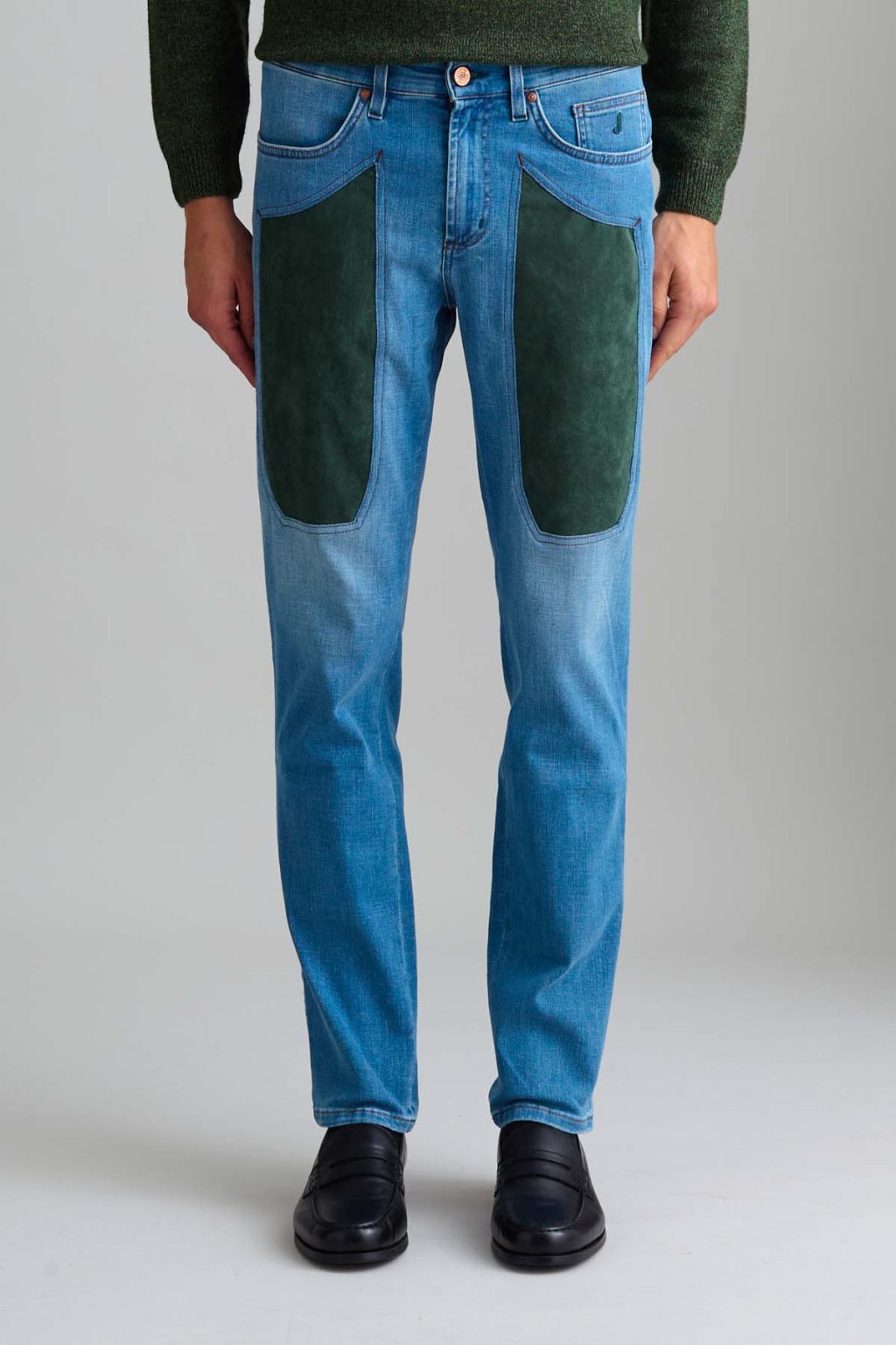 JEANS – JOHN – TOPPA ALCANTARA® VERDE MUSCHIO DENIM CHIARO SLIM FIT