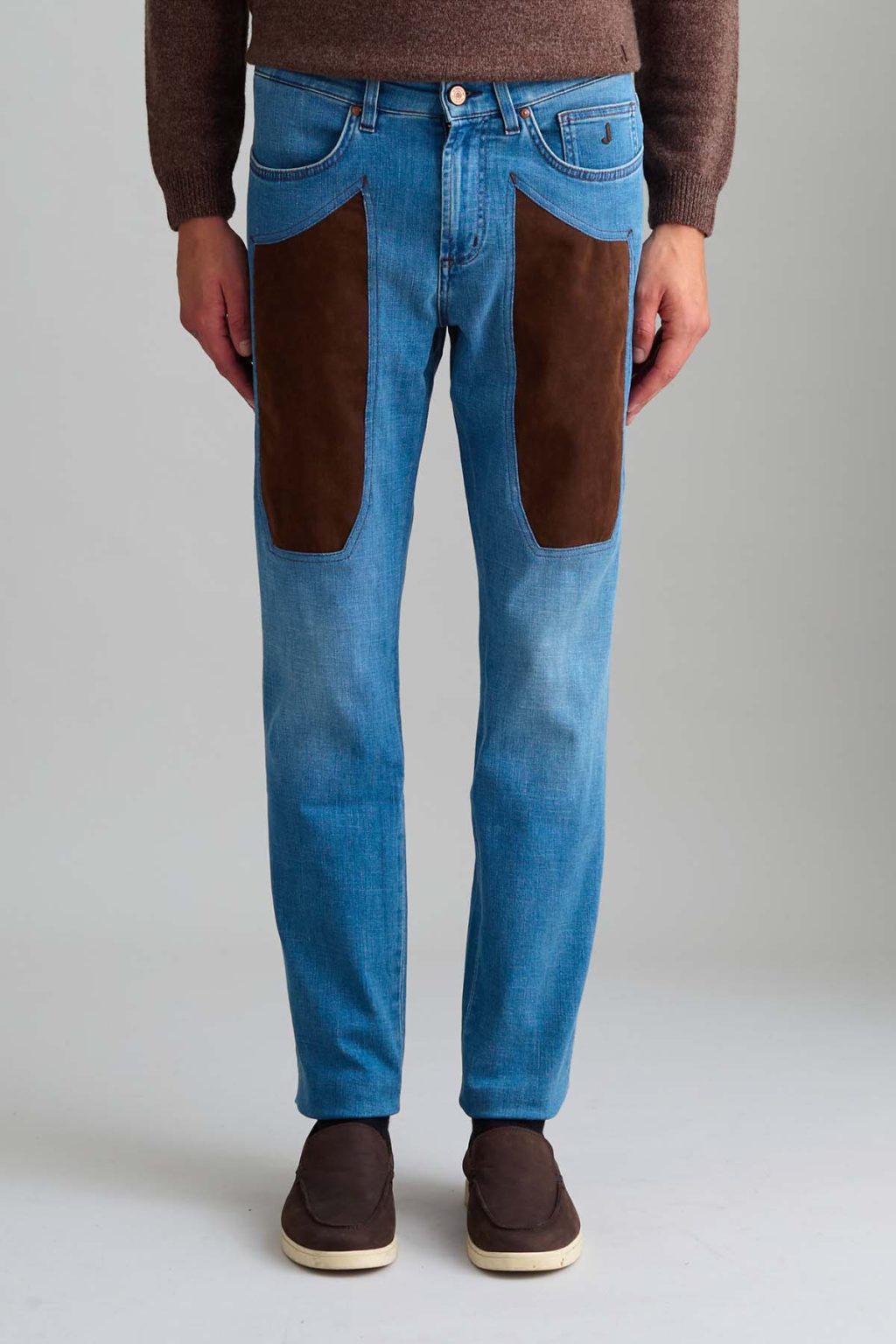 JEANS – JOHN – TOPPA ALCANTARA® MARRONE DENIM CHIARO SLIM FIT