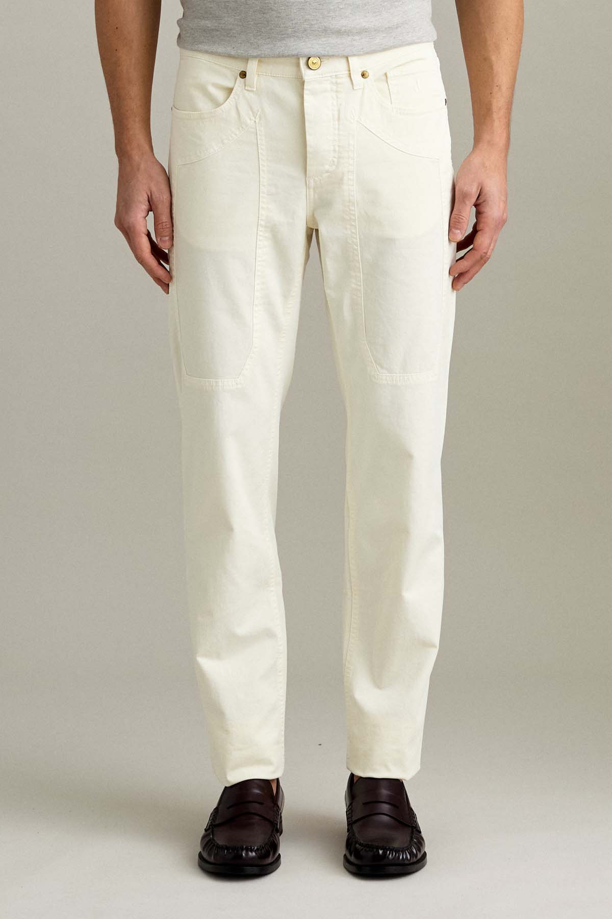 PANTALONE - JOHN – TOPPA COTONE SLIM FIT BIANCO NEVE