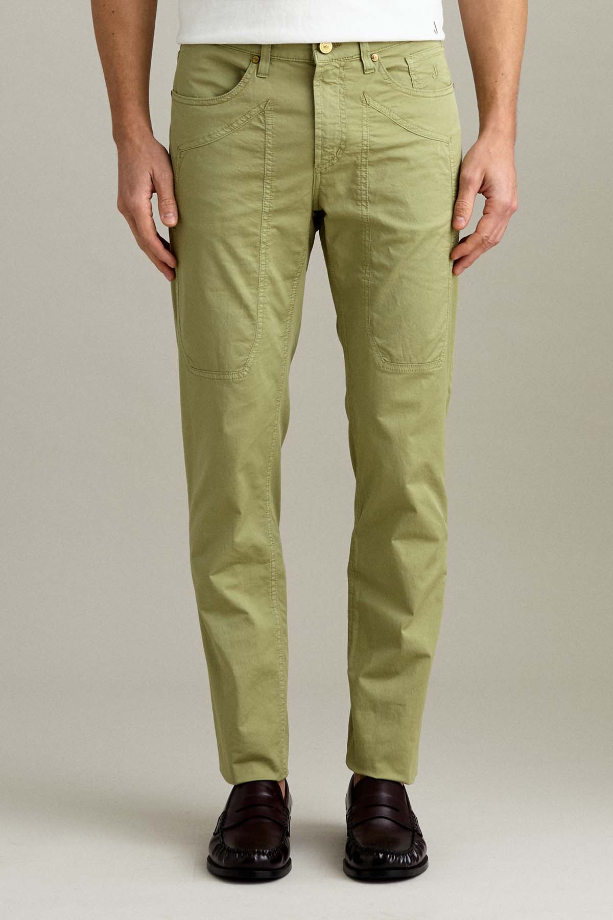 PANTALONE - JOHN – TOPPA COTONE SLIM FIT VERDE SALVIA