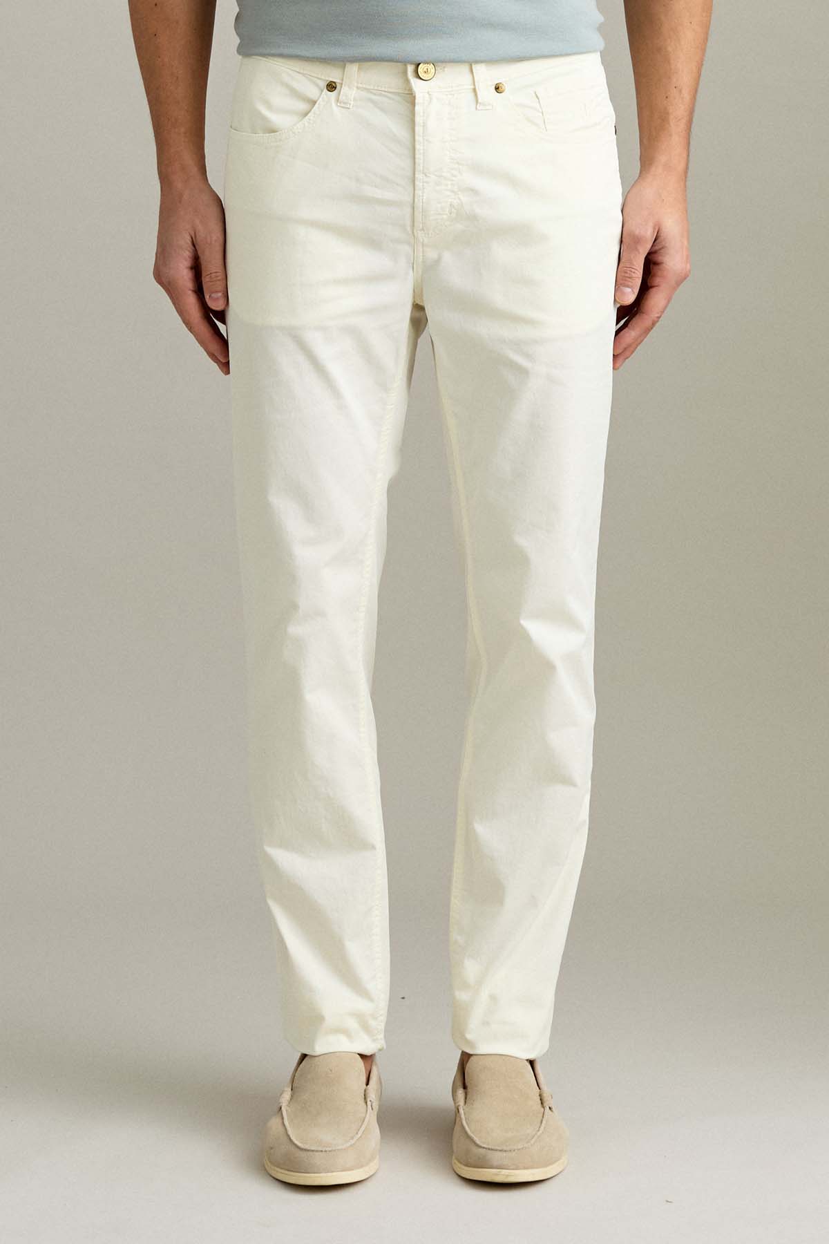 PANTALONE - JORDAN – COTONE SLIM FIT BIANCO NEVE