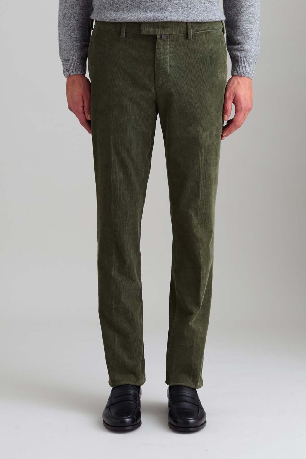 PANTALONE - JARL - CHINO VELLUTO SLIM FIT VERDE SCURO