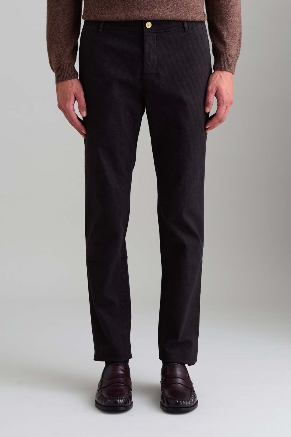 PANTALONE – JACK – CHINO PIED-DE-POULE SLIM FIT MARRONE