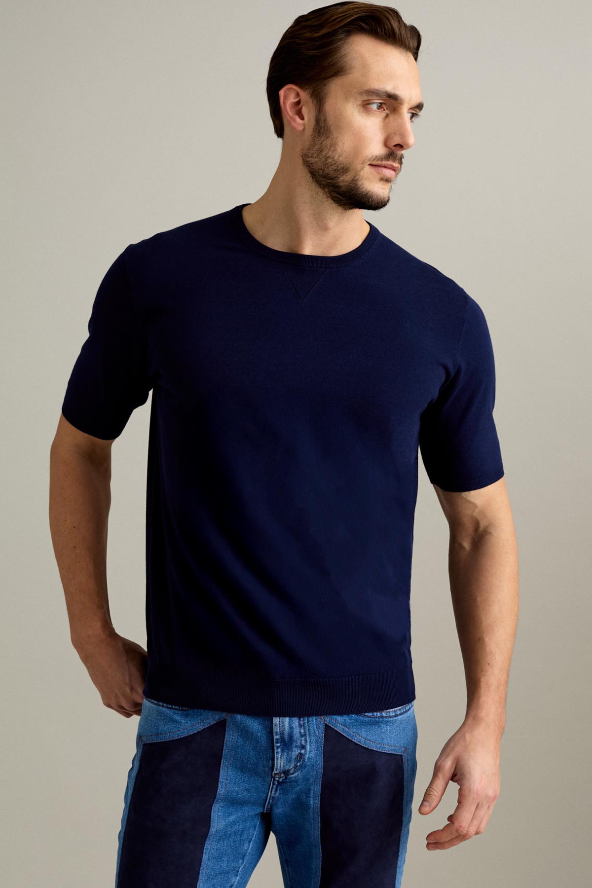 T-SHIRT - MANICA CORTA - COTONE MAGLIERIA CALATA BLU SCURO
