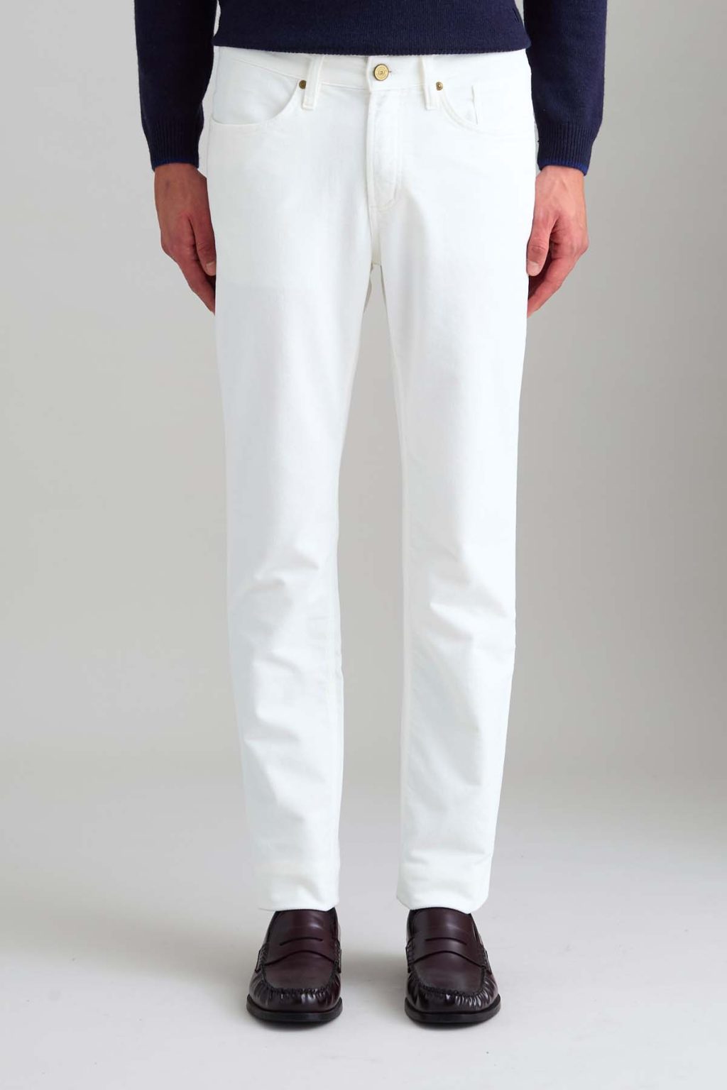 PANTALONE - JORDAN - VELLUTO SLIM FIT BIANCO LANA