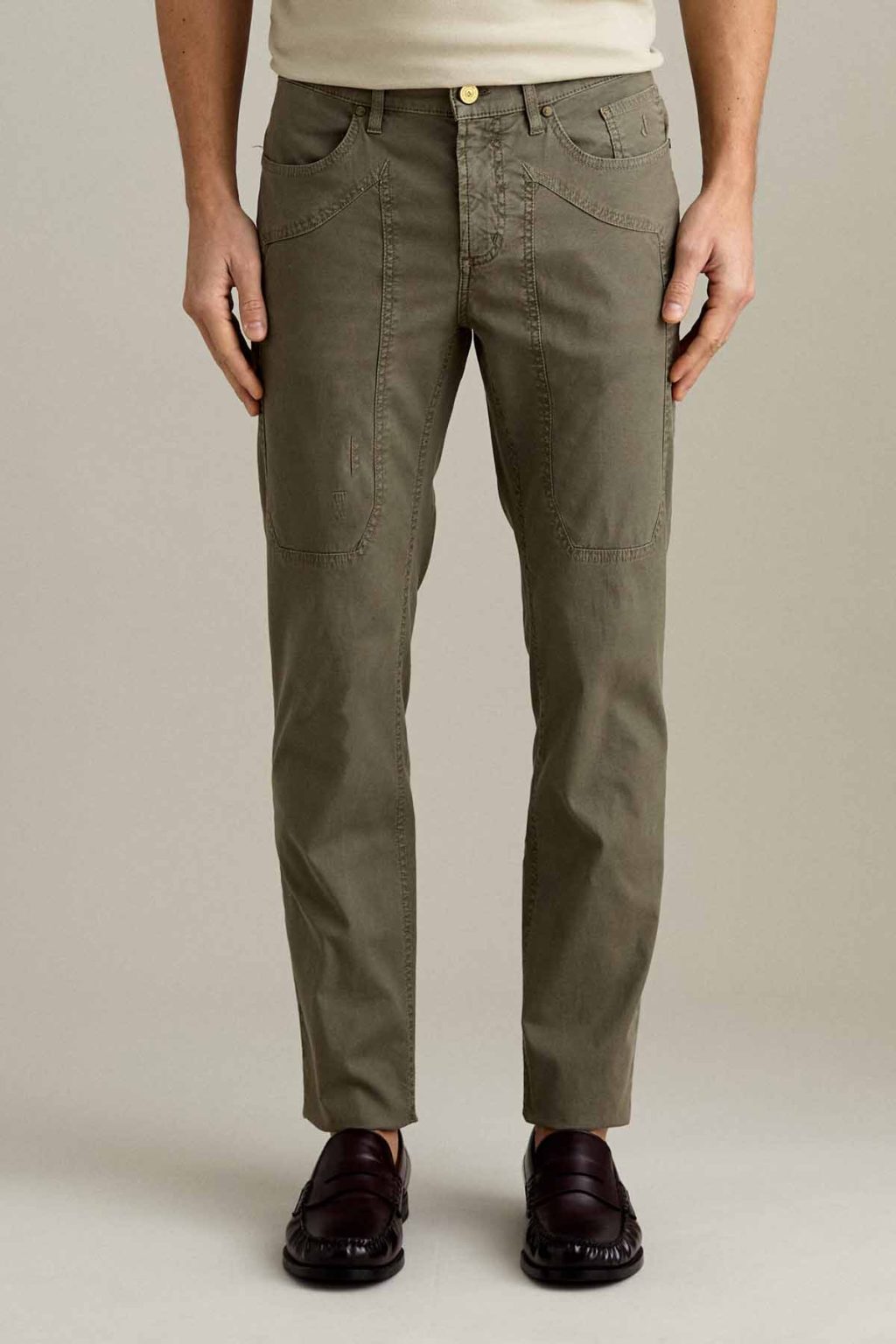 PANTALONE - JOHN - TOPPA COTONE SLIM FIT VERDE MILITARE