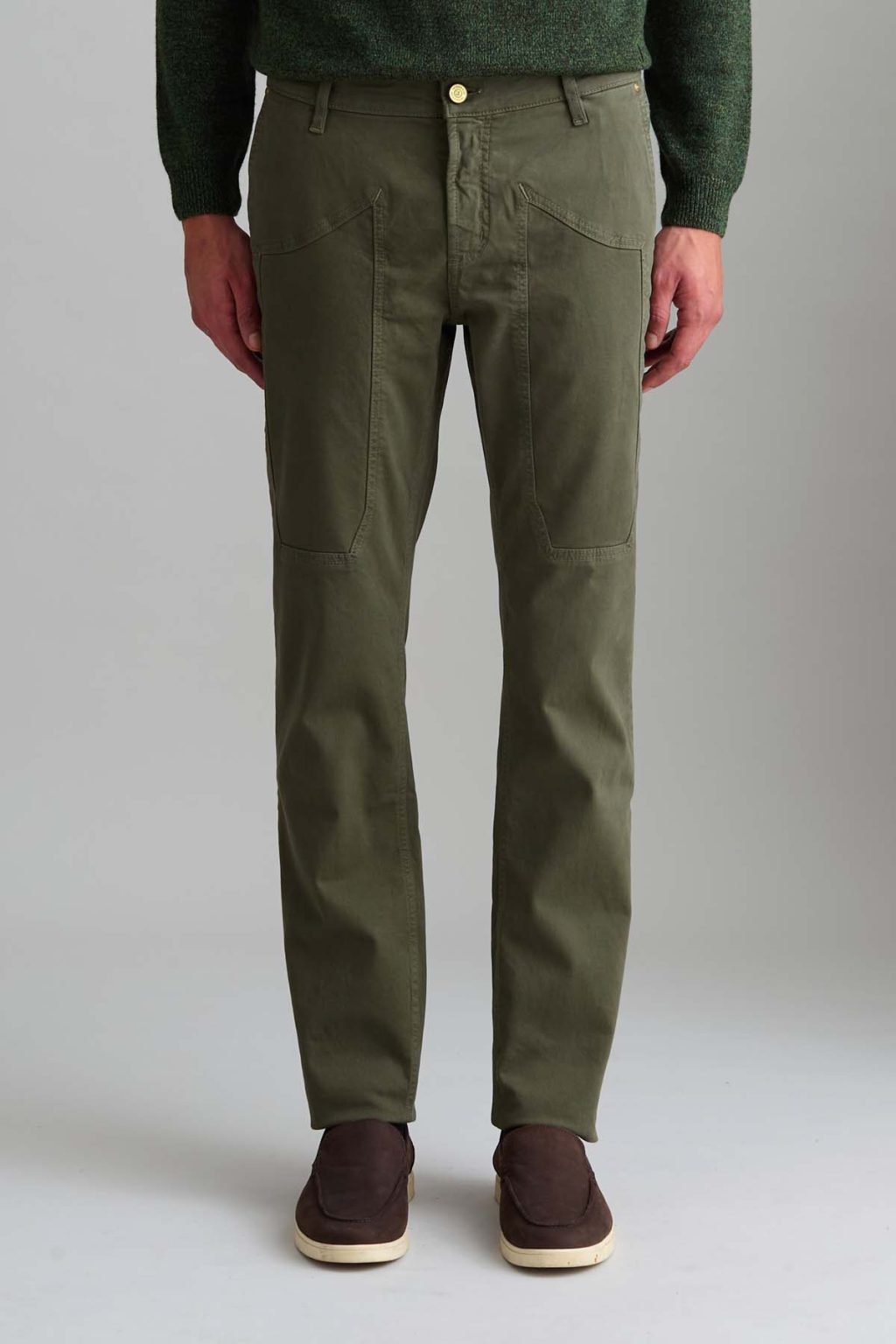 PANTALONE โ JEVON โ CHINO TOPPA COTONE SLIM FIT VERDE FANGO