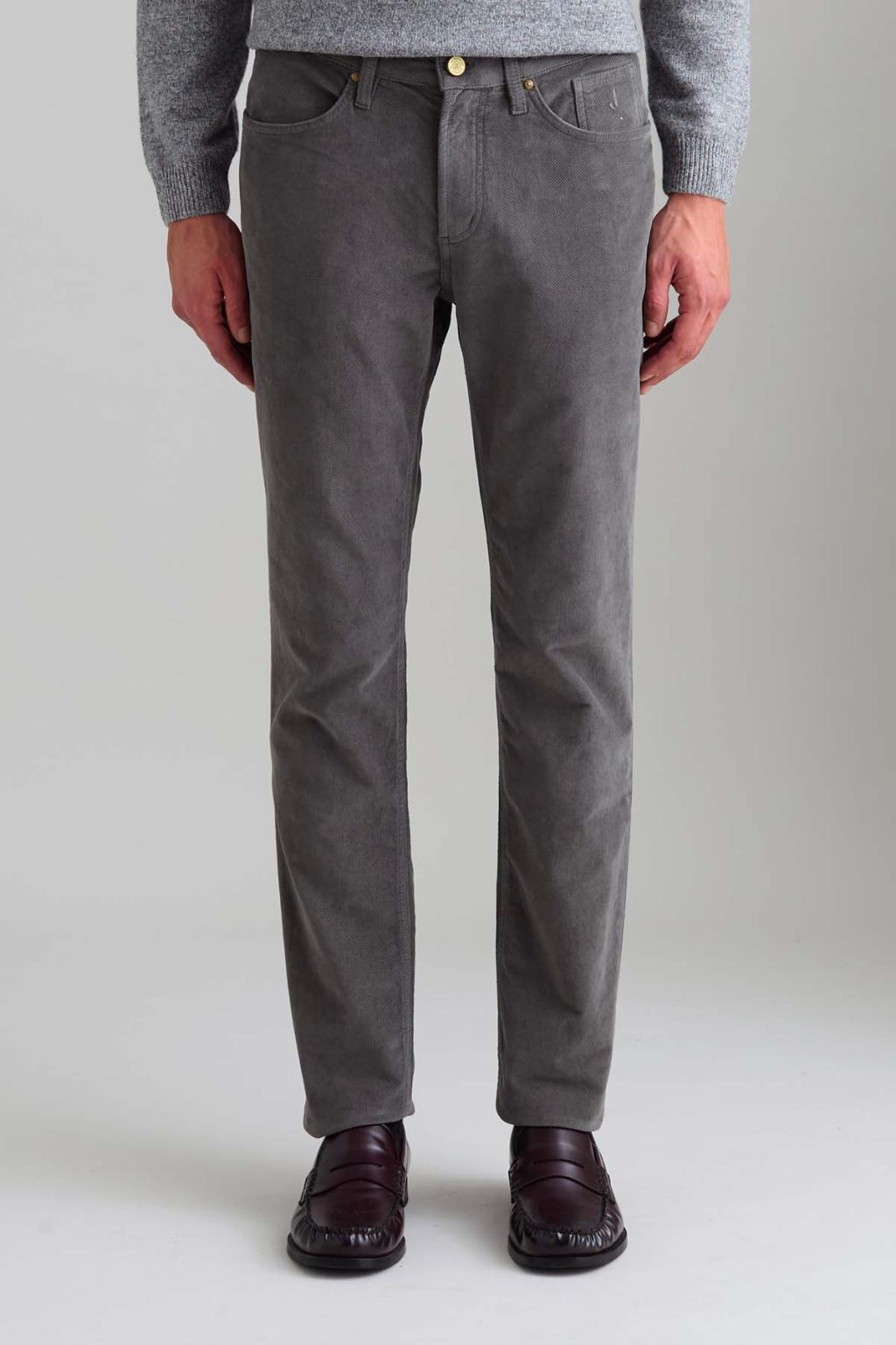 PANTALONE - JORDAN - VELLUTO SLIM FIT GRIGIO
