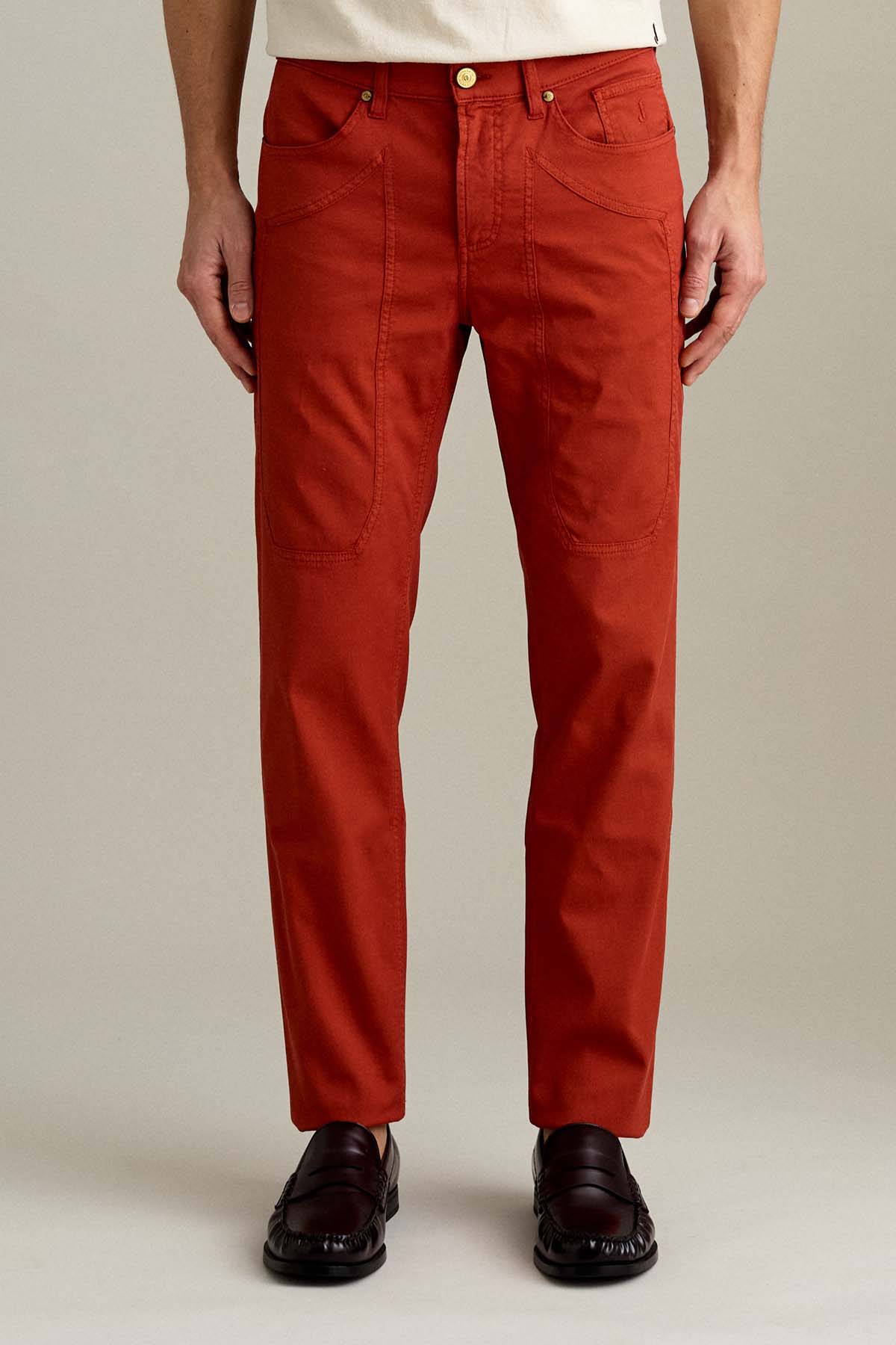 PANTALONE - JOHN – TOPPA COTONE SLIM FIT ARANCIO SCURO