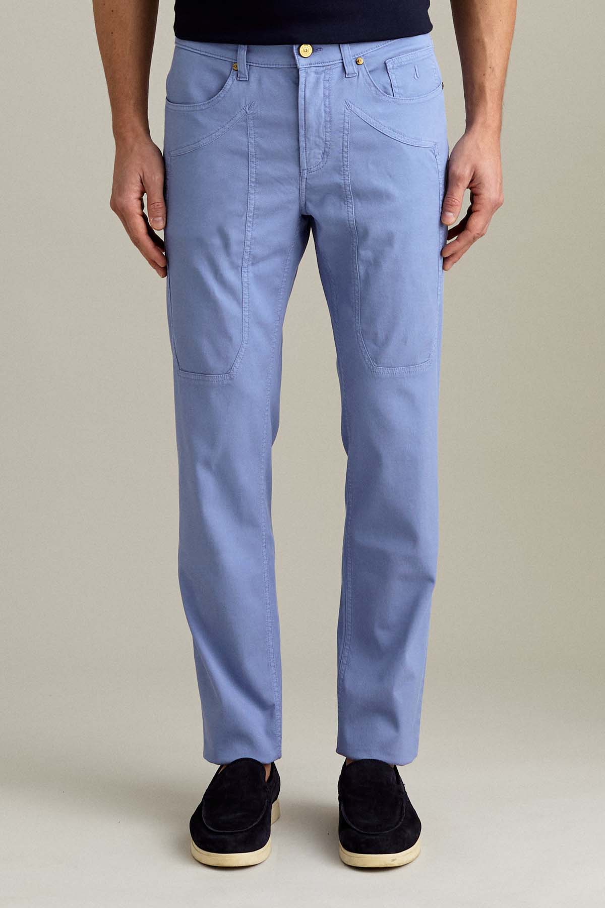 PANTALONE - JOHN – TOPPA COTONE SLIM FIT AZZURRO