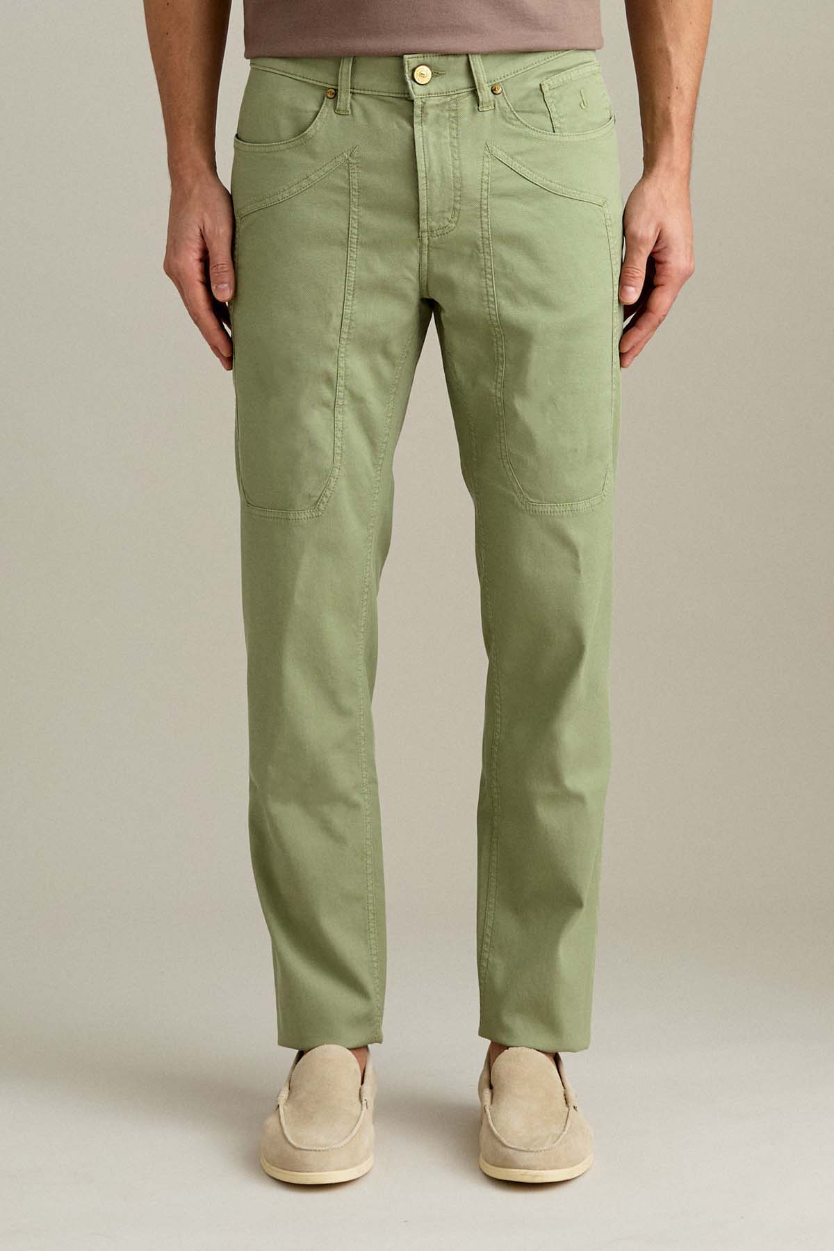 PANTALONE - JOHN – TOPPA COTONE SLIM FIT VERDE SALVIA