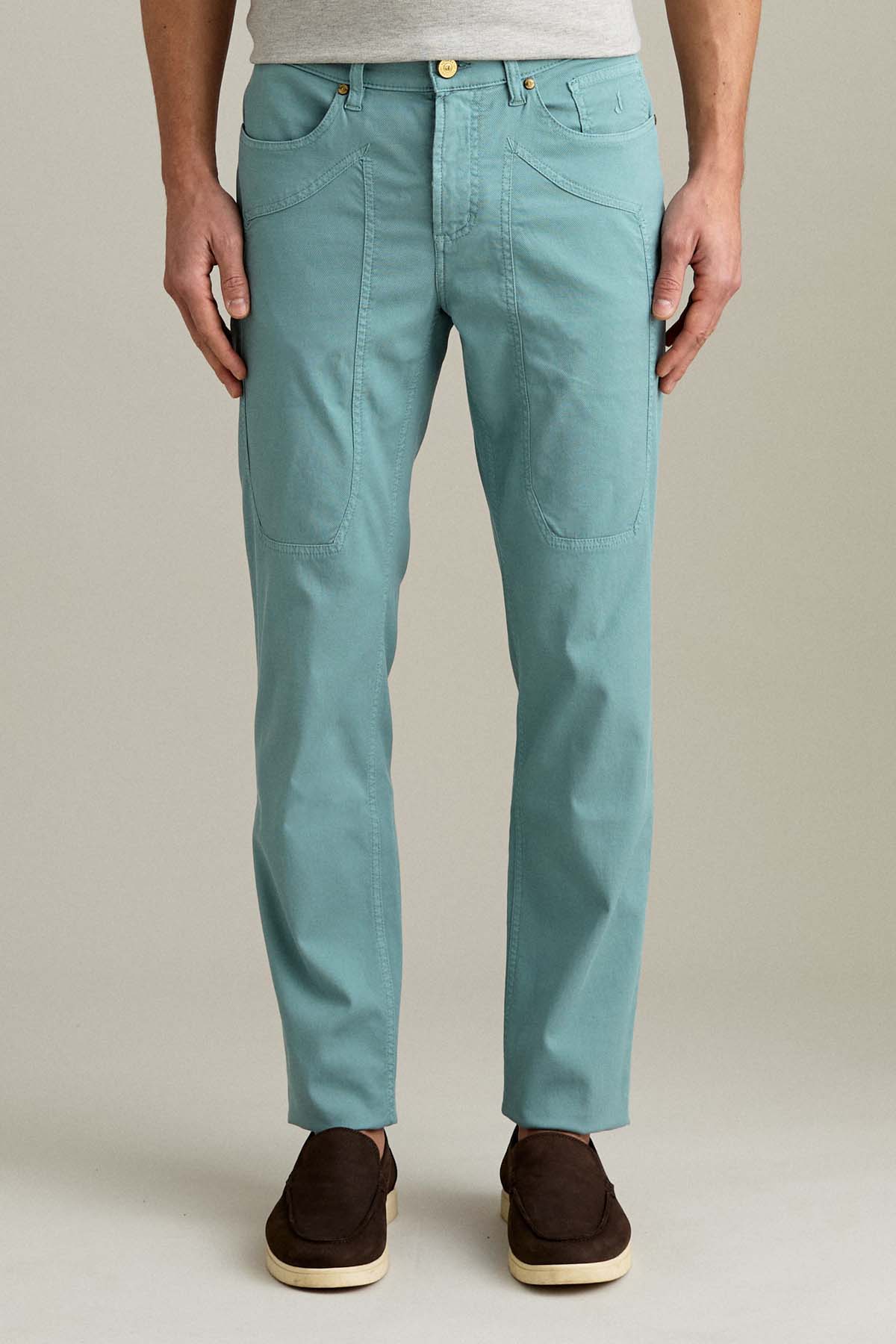 PANTALONE - JOHN – TOPPA COTONE SLIM FIT VERDE PASTELLO