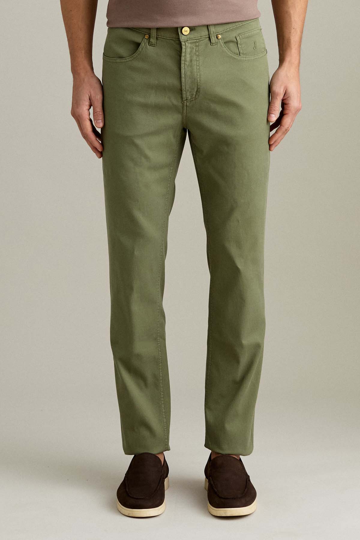 PANTALONE - JORDAN – COTONE SLIM FIT VERDE SALVIA SCURO