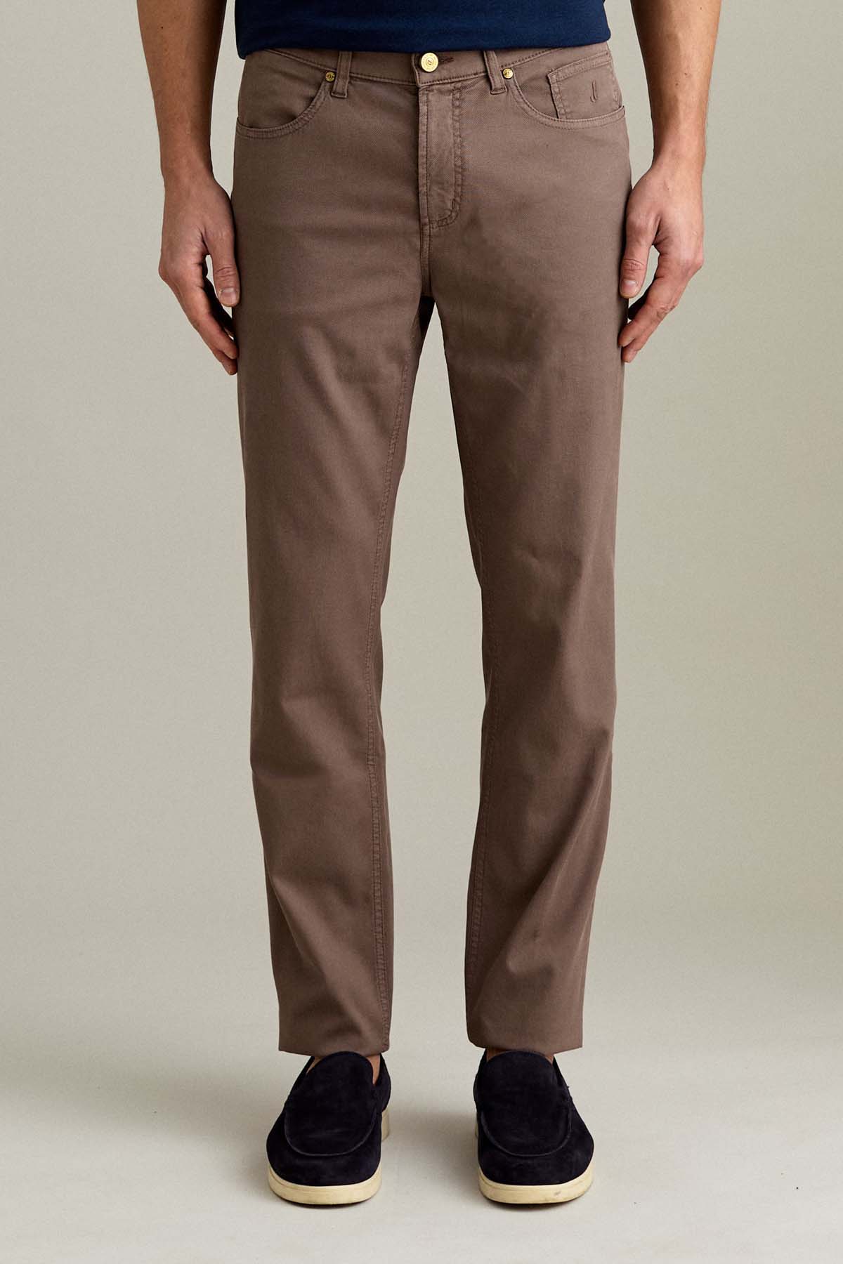 PANTALONE - JORDAN – COTONE SLIM FIT MARRONE CIOCCOLATO