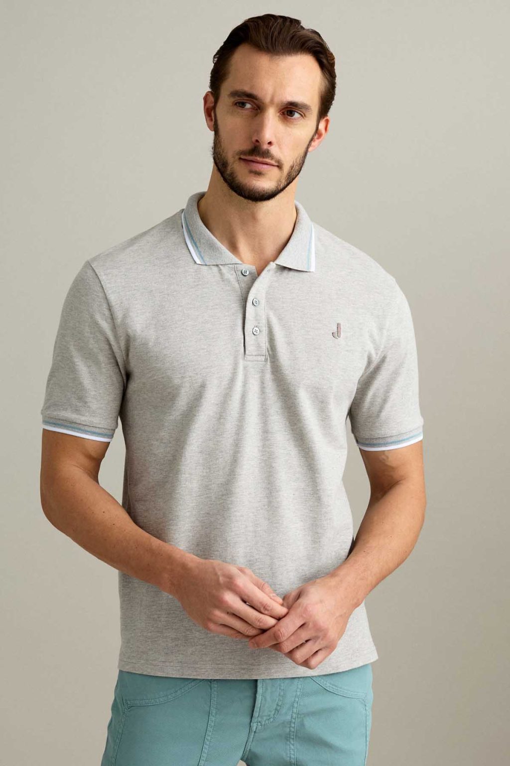 POLO - MANICA CORTA - PIQUET GRIGIO MELANGE