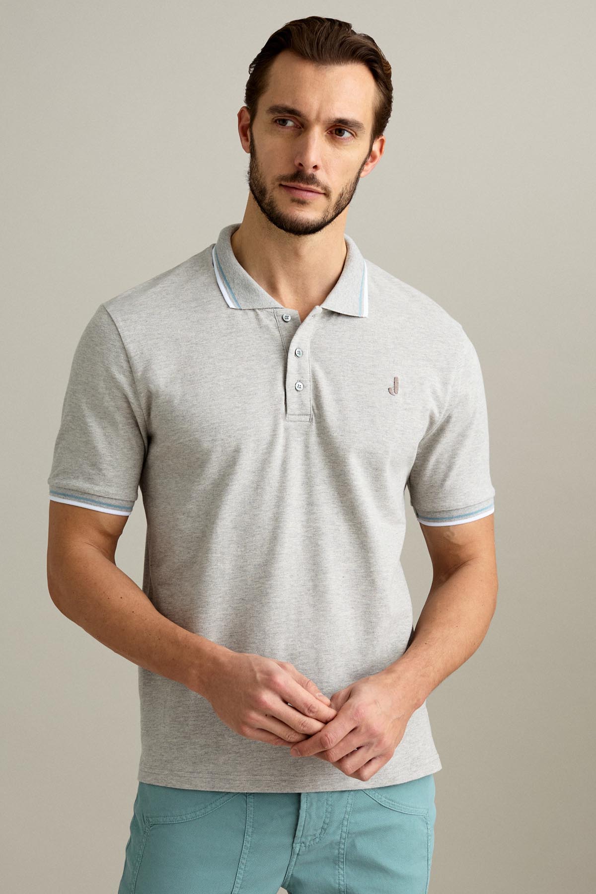 POLO - MANICA CORTA - PIQUET GRIGIO MELANGE