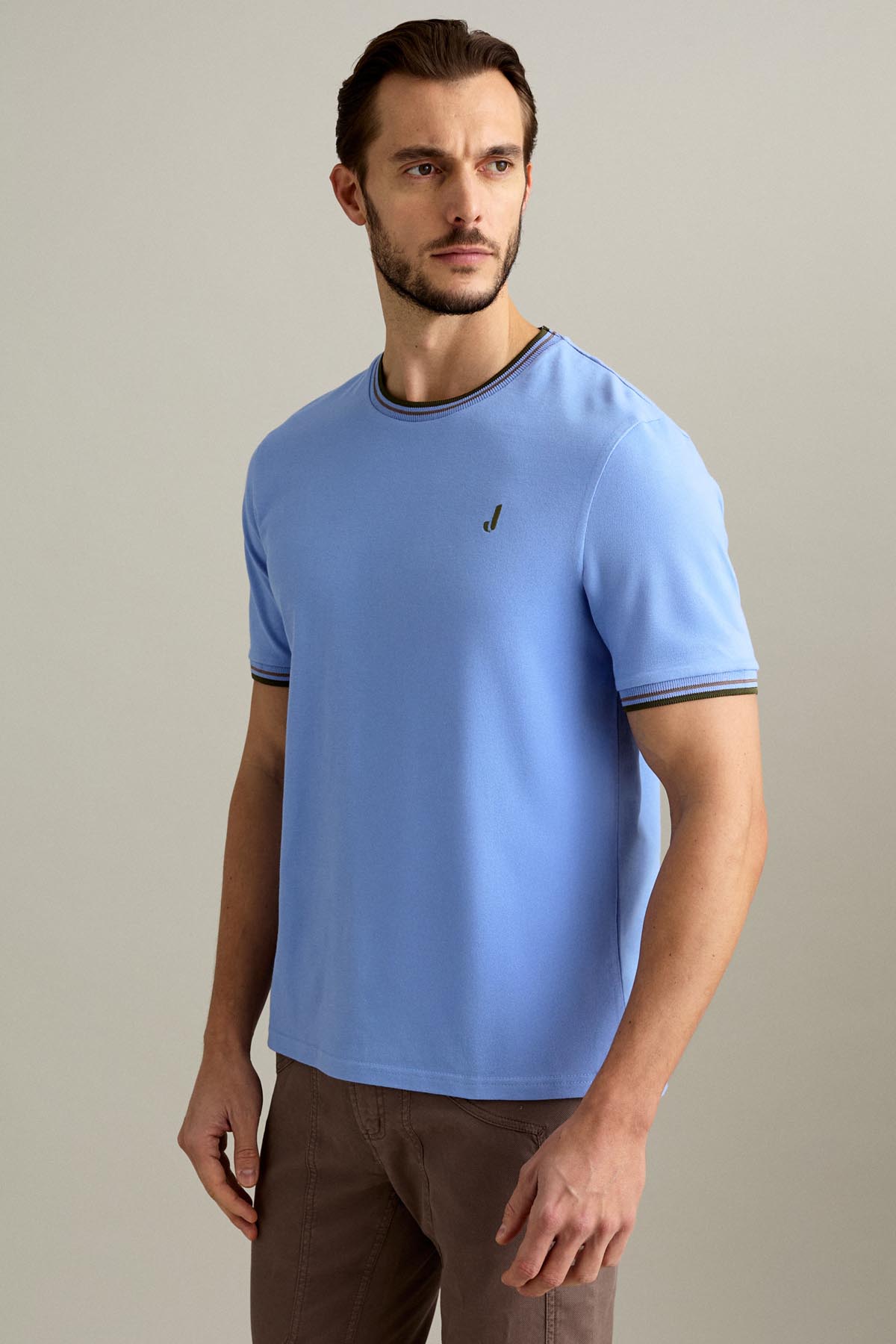 T-SHIRT - MANICA CORTA - PIQUET CELESTE