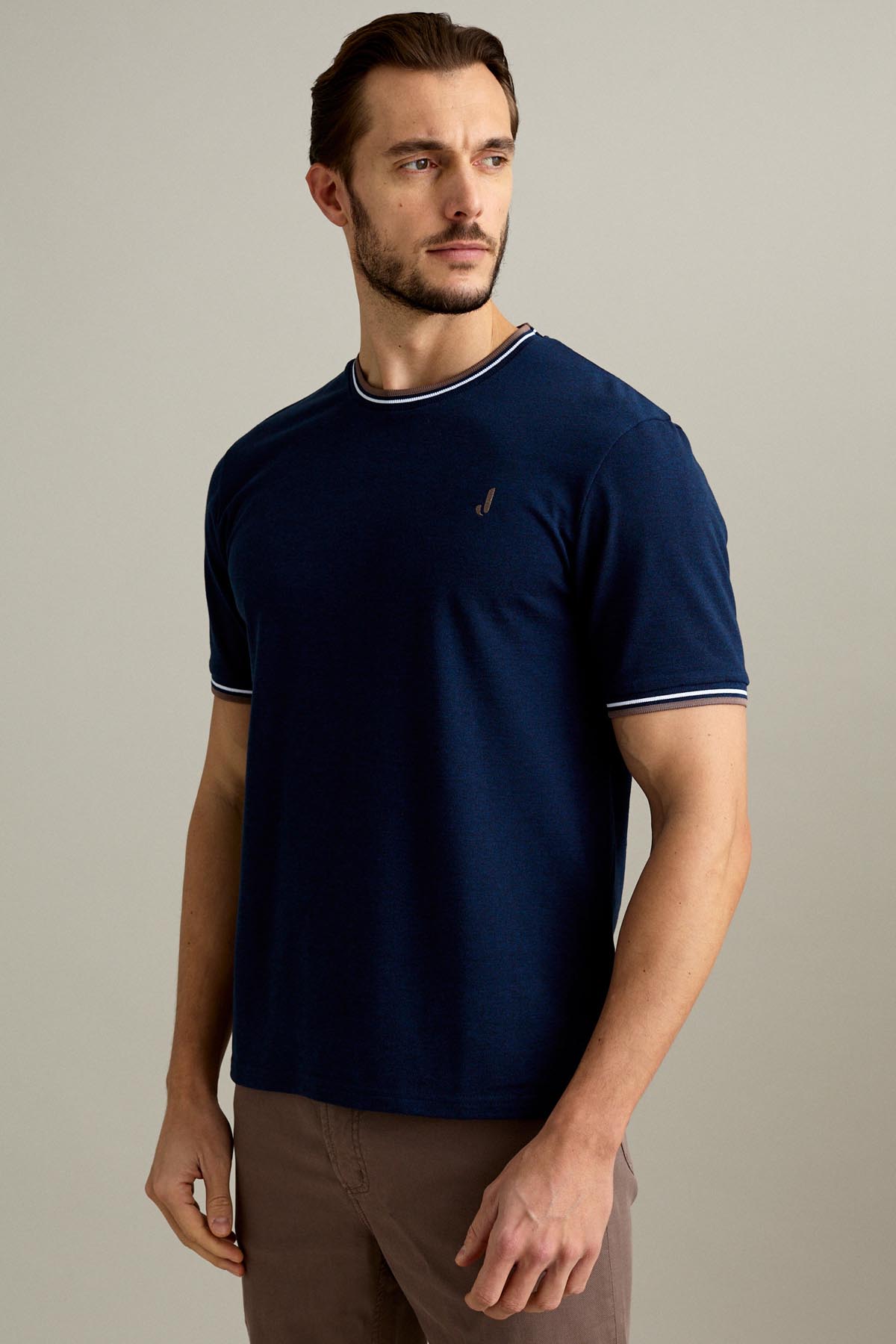 T-SHIRT - MANICA CORTA - PIQUET BLU MELANGE