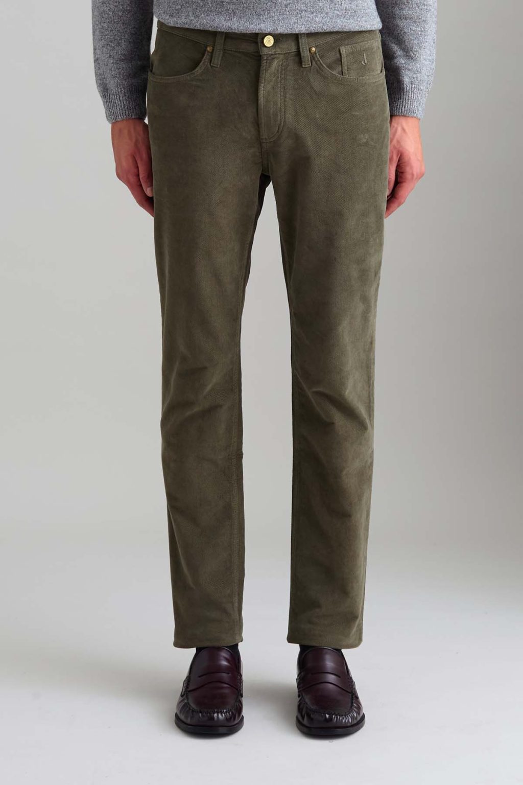 PANTALONE - JORDAN - VELLUTO SLIM FIT VERDE FANGO
