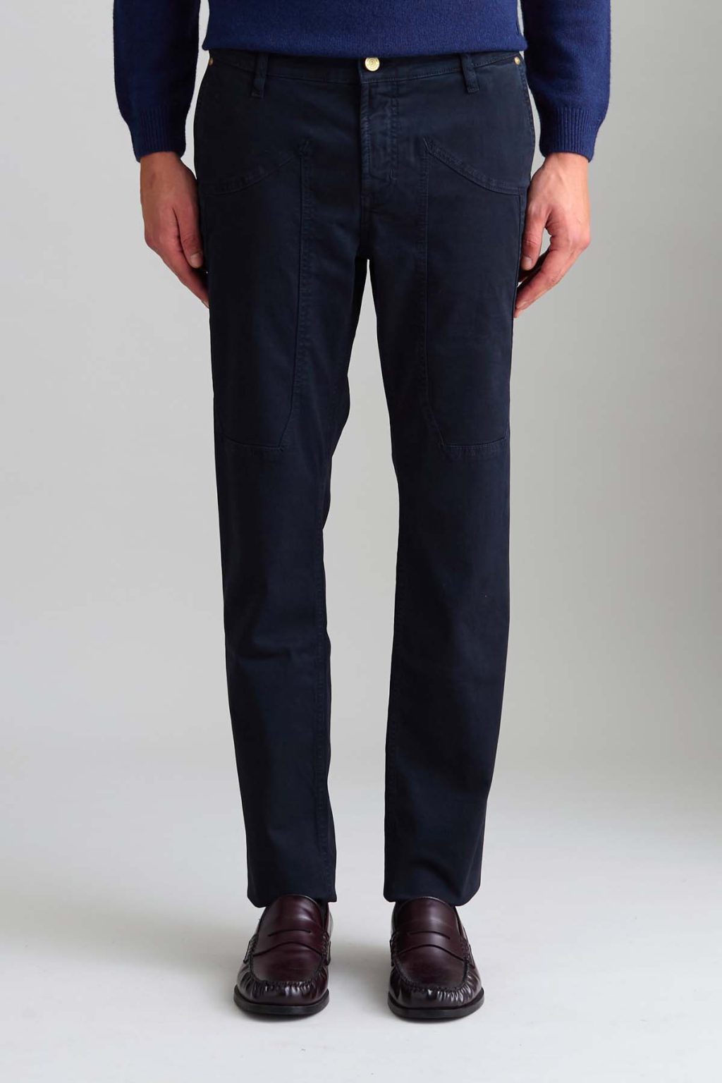 PANTALONE โ JEVON โ CHINO TOPPA COTONE SLIM FIT BLU SCURO