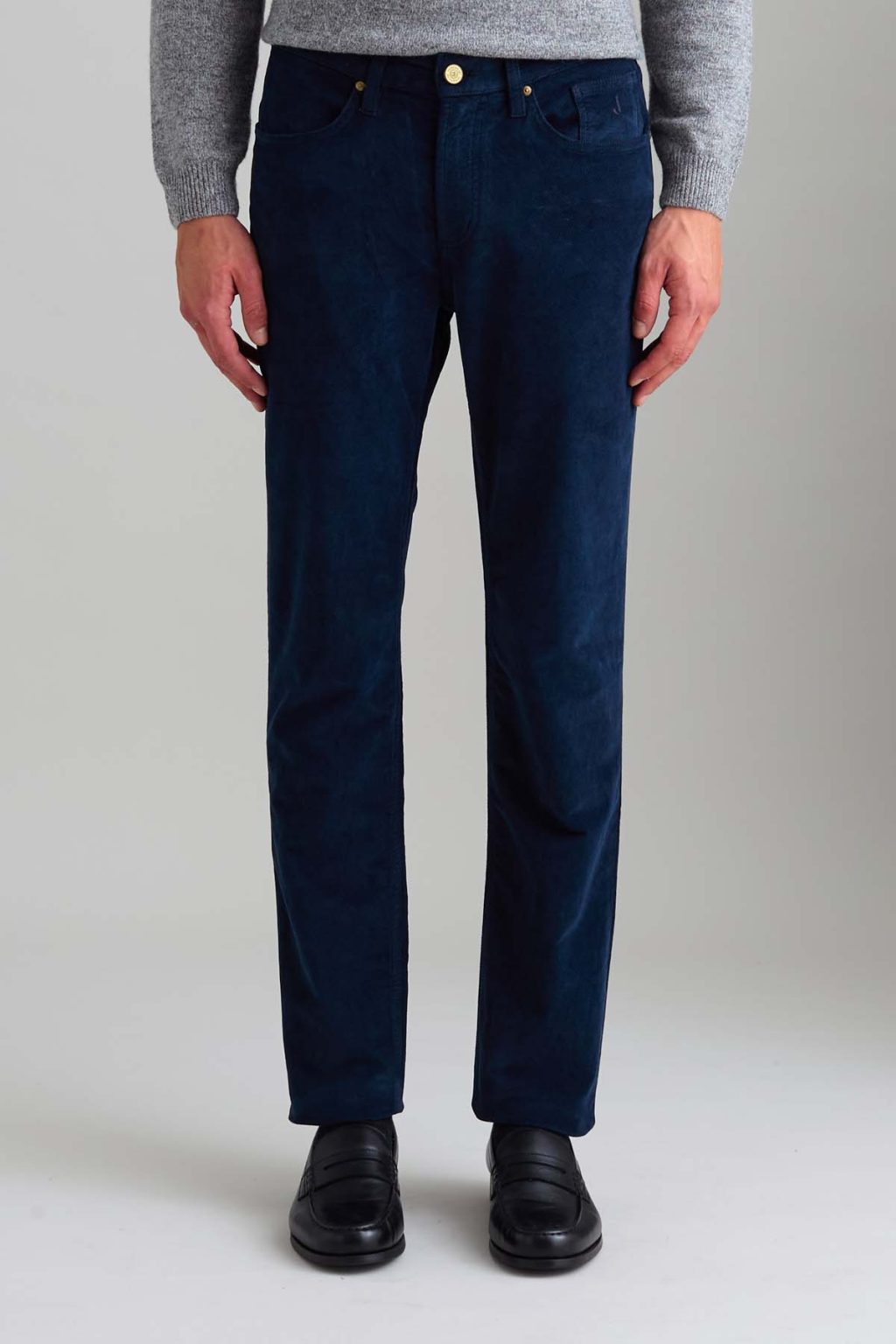 PANTALONE - JORDAN - VELLUTO SLIM FIT BLU SCURO