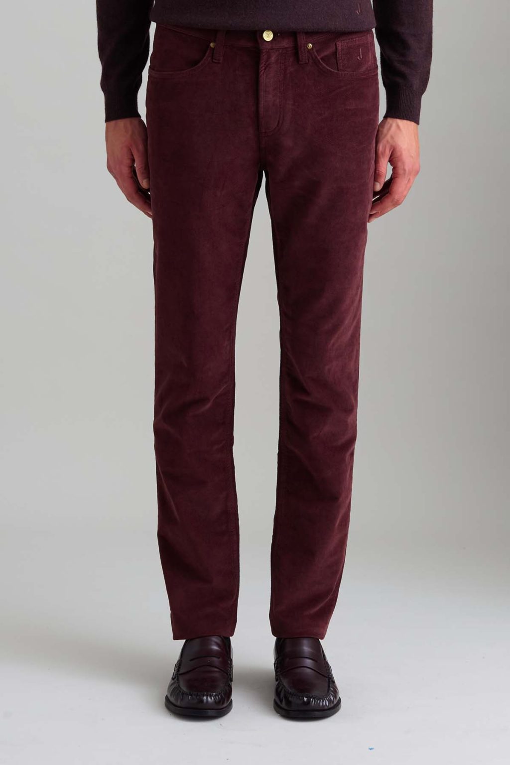 PANTALONE - JORDAN - VELLUTO SLIM FIT BORDEAUX