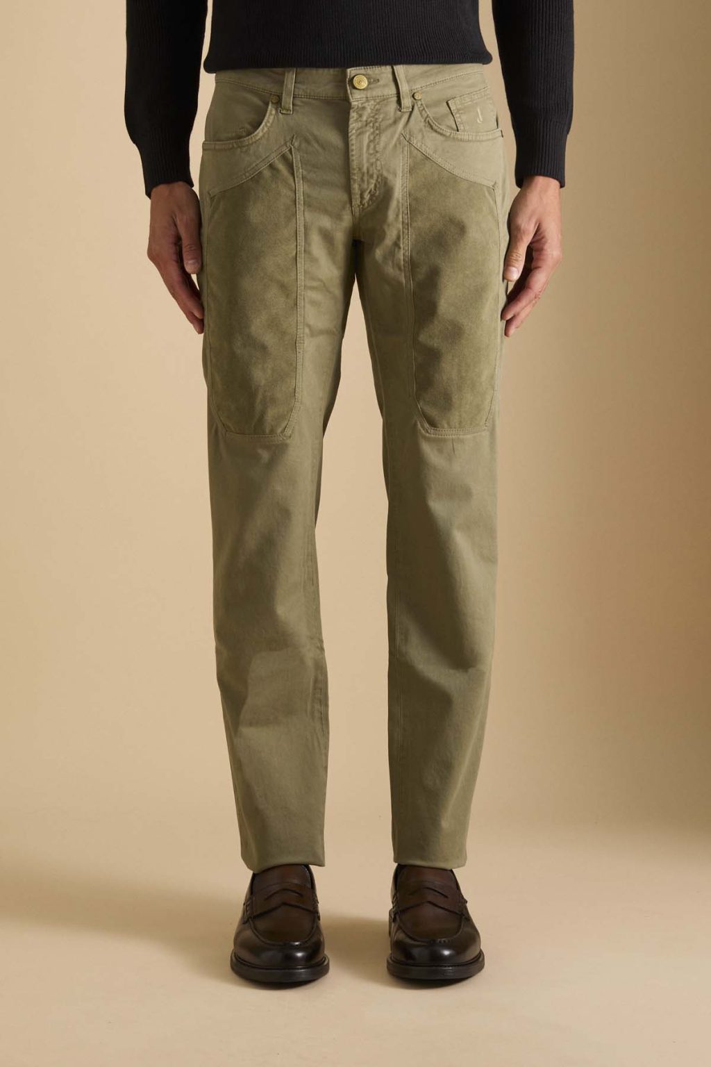 PANTALONE - JOHN - TOPPA ALACANTARA® SLIM FIT VERDE MILITARE