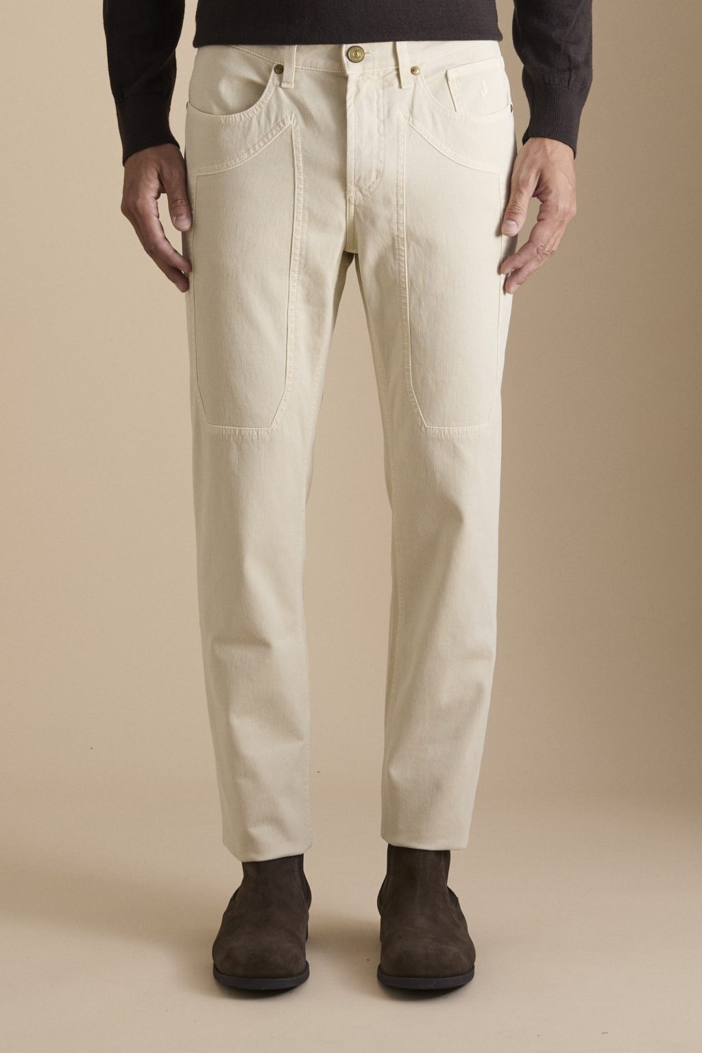 PANTALONE - JOHN - COTONE SLIM FIT BIANCO CREMA