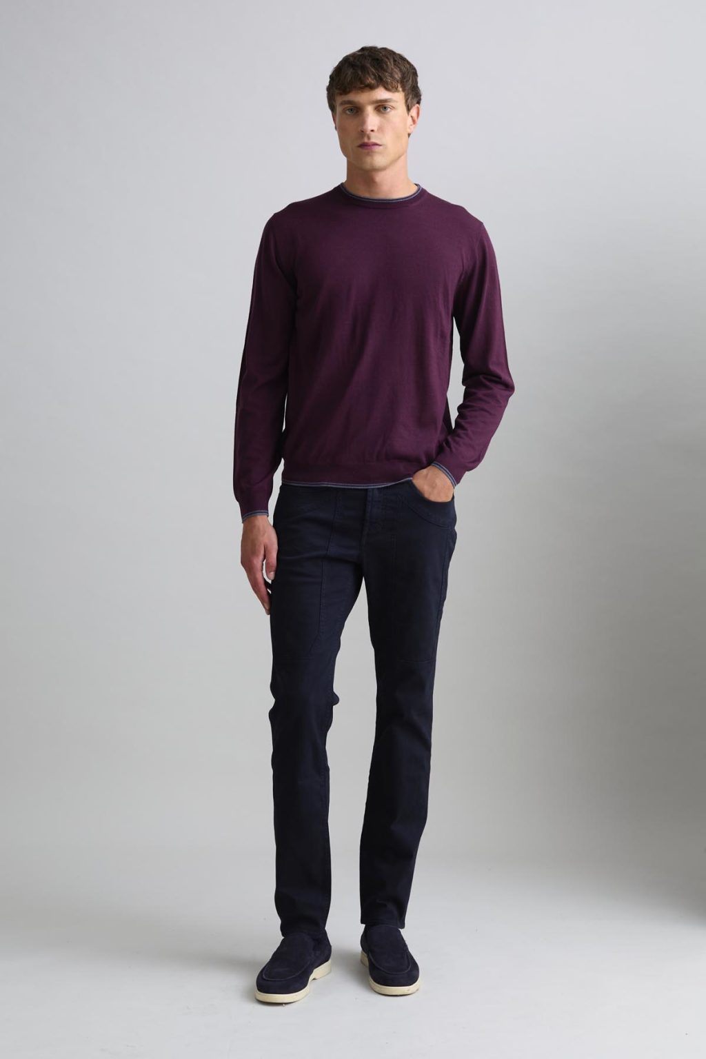 MAGLIONE - GIROCOLLO - LANA VIOLA