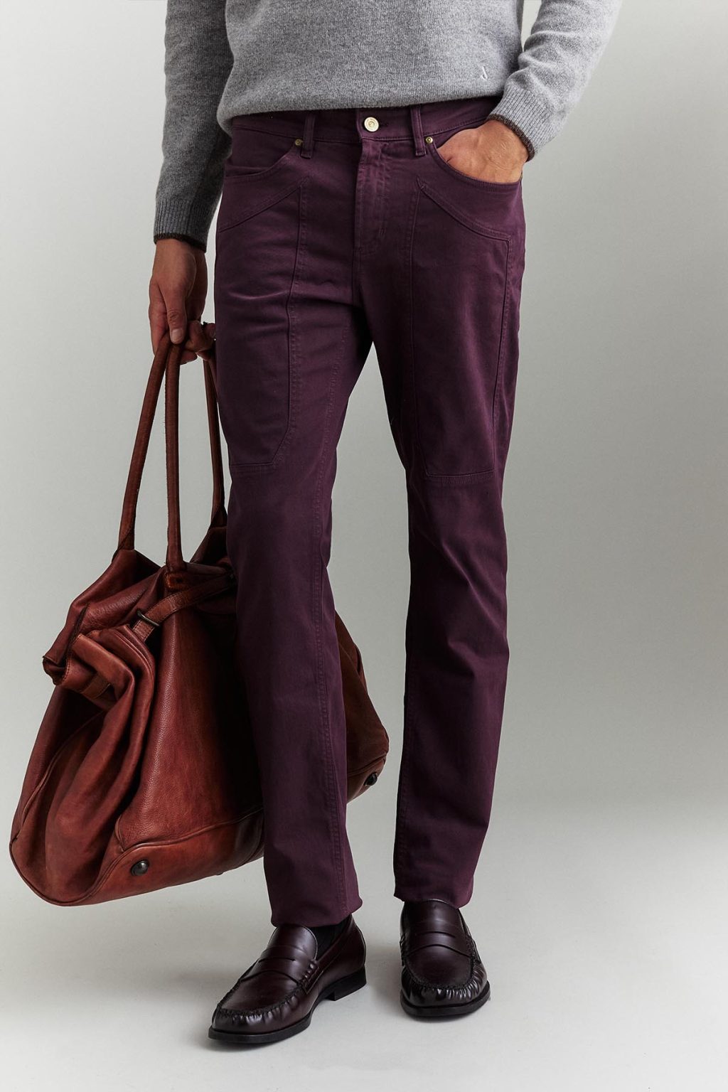 PANTALONE – JOHN – TOPPA COTONE SLIM FIT VIOLA SCURO