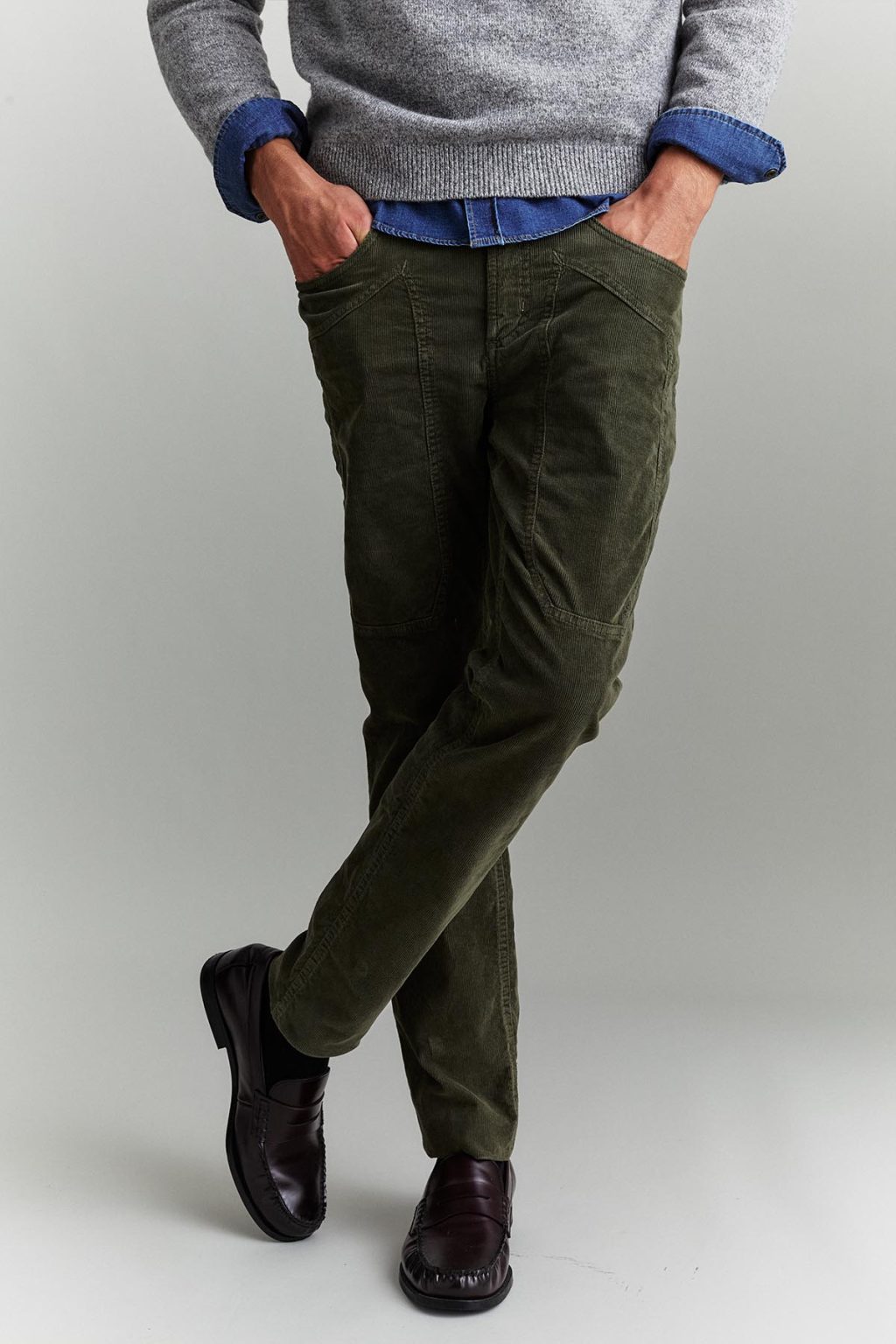 PANTALONE – JOHN – TOPPA VELLUTO SLIM FIT VERDE MILITARE