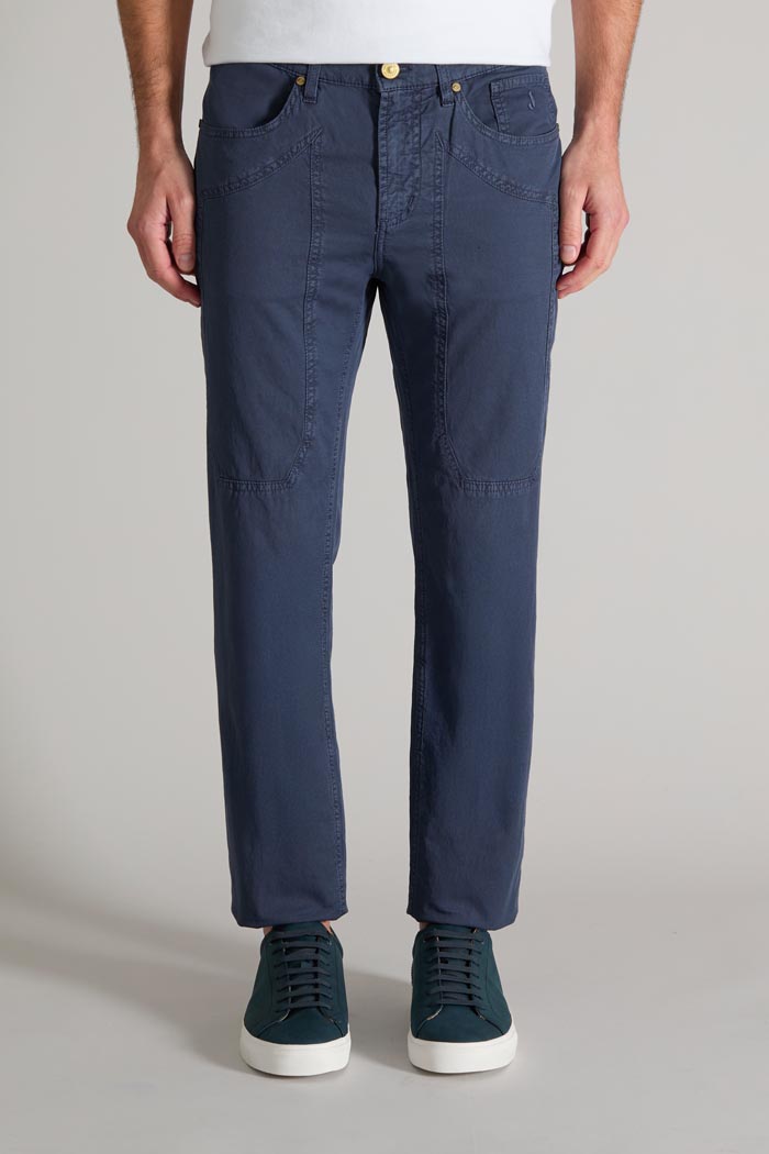 PANTALONE - JOHN - TOPPA COTONE SLIM FIT BLU NOTTE