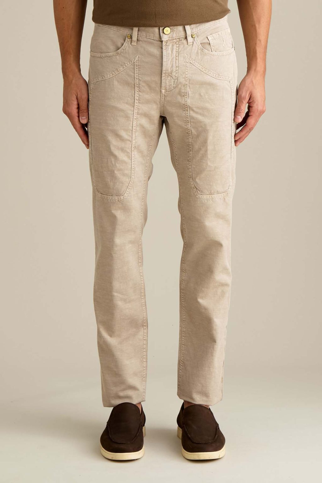 PANTALONE - JOHN - TOPPA COTONE SLIM FIT BEIGE CEMENTO