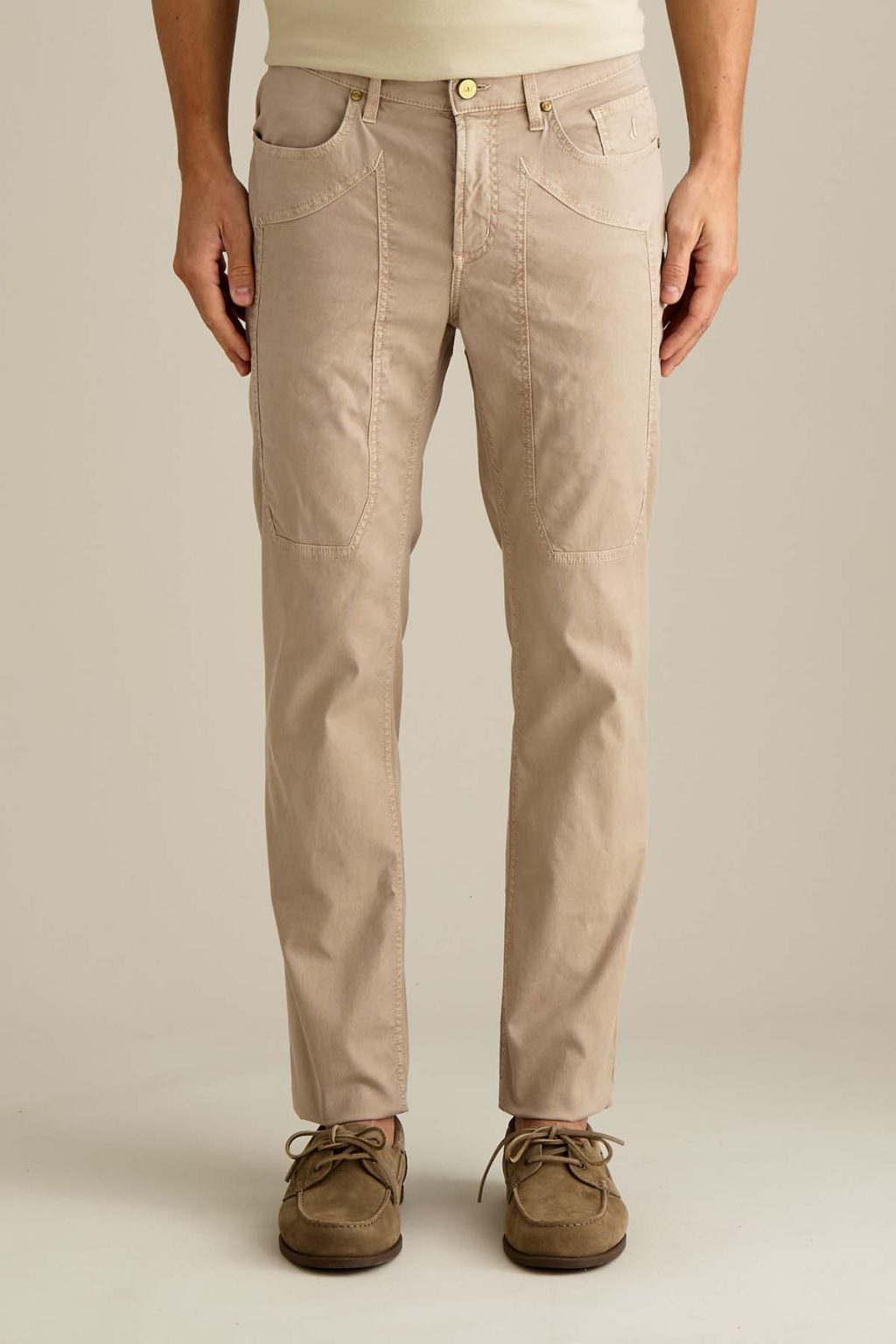 PANTALONE - JOHN - TOPPA COTONE SLIM FIT BEIGE CEMENTO