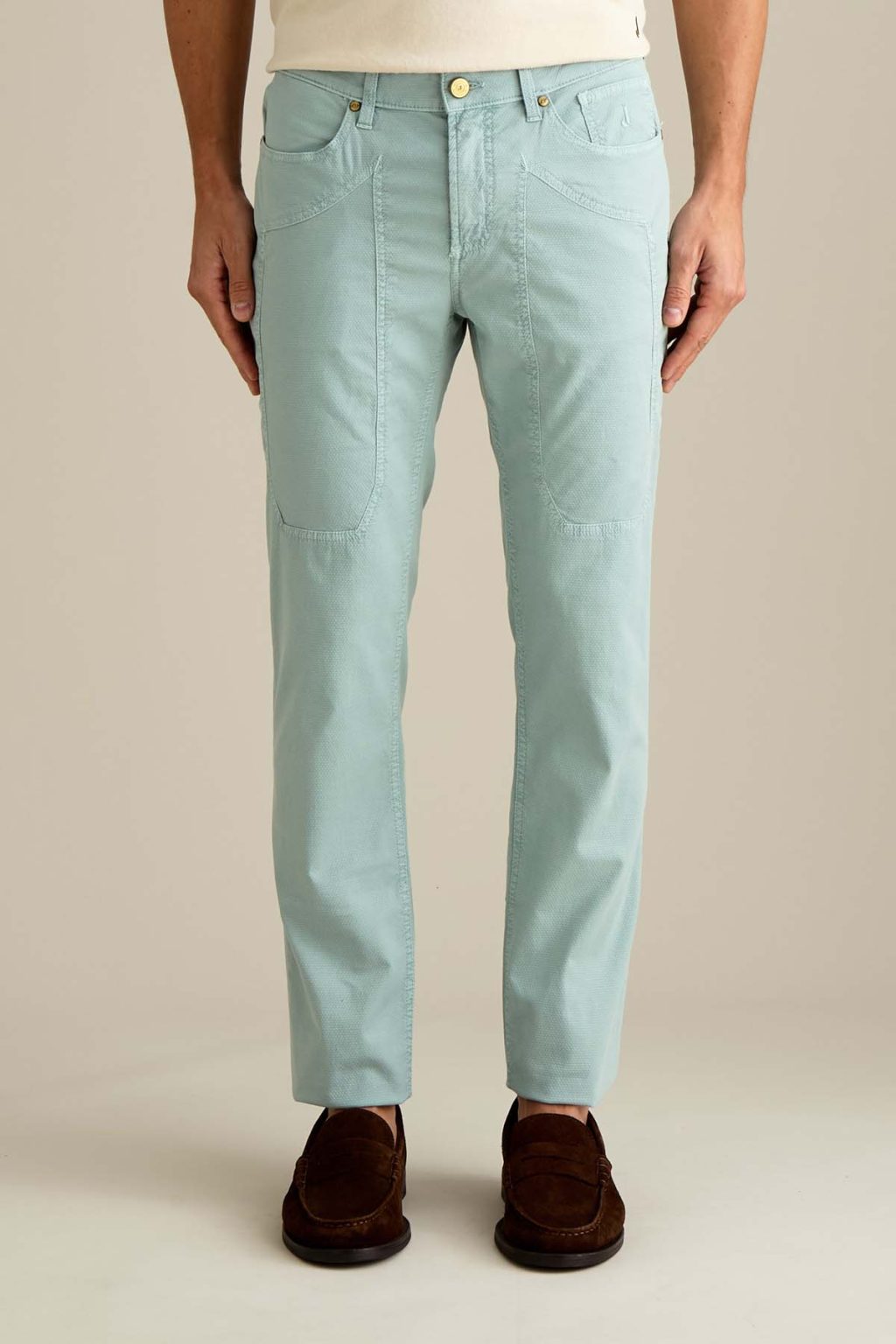 PANTALONE - JOHN - TOPPA COTONE SLIM FIT VERDE PASTELLO