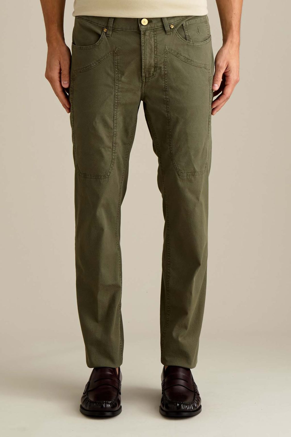PANTALONE - JOHN - TOPPA COTONE SLIM FIT VERDE MILITARE