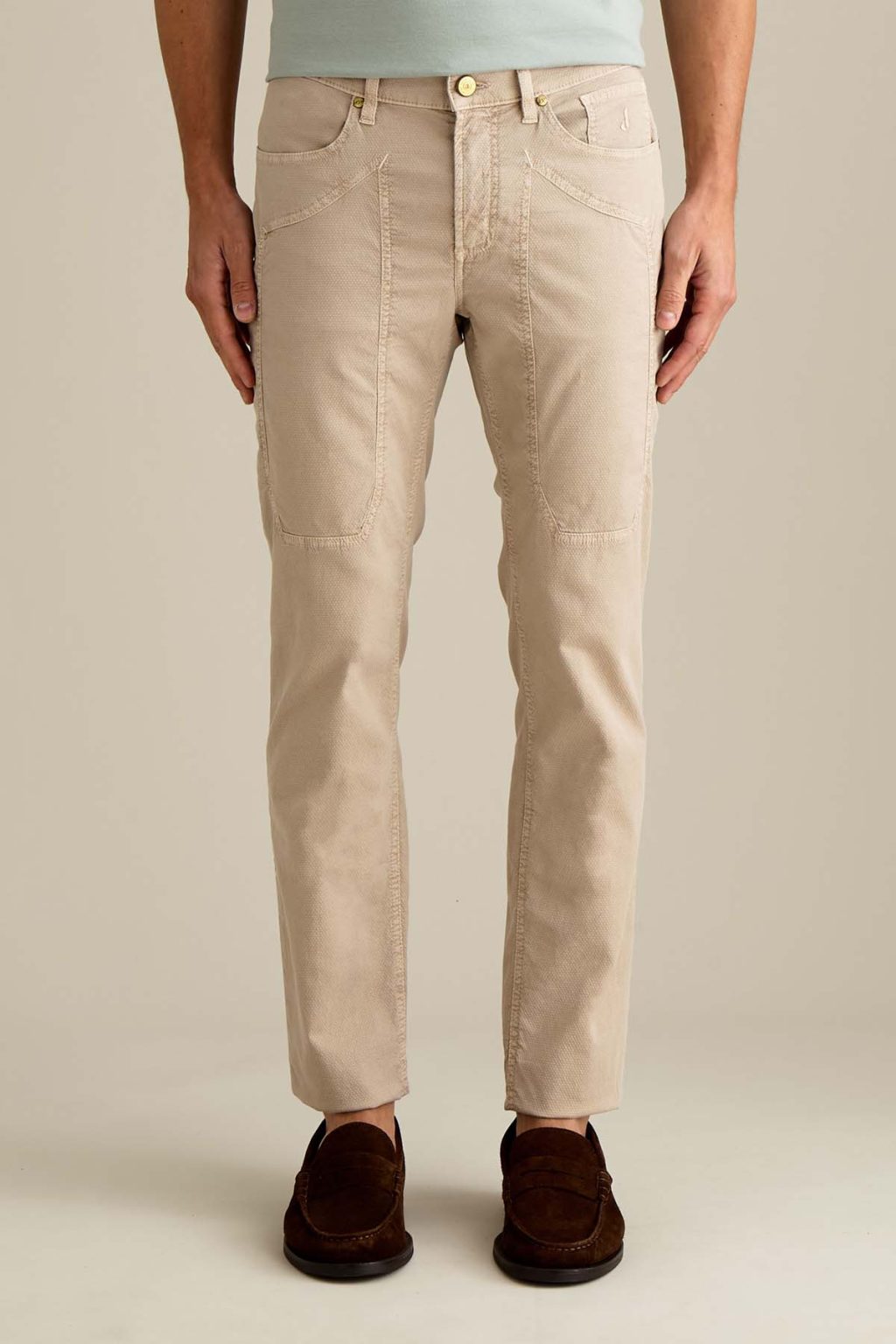 PANTALONE - JOHN - TOPPA COTONE SLIM FIT BEIGE CEMENTO