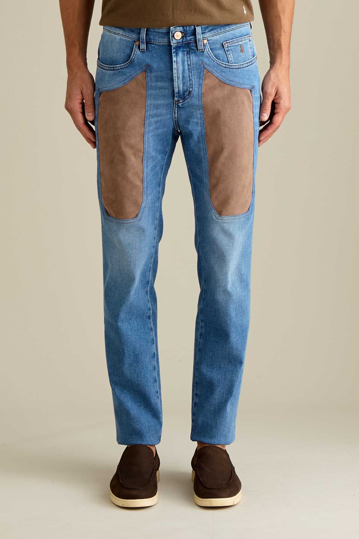 JEANS - JOHN - TOPPA ALCANTARA® BEIGE CHIARO DENIM SLIM FIT