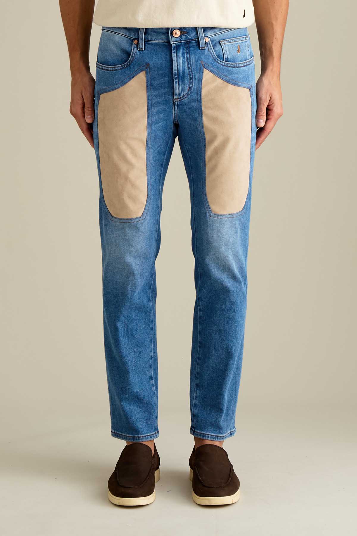 JEANS - JAMES - TOPPA ALCANTARA® BEIGE CHIARO DENIM SKINNY FIT