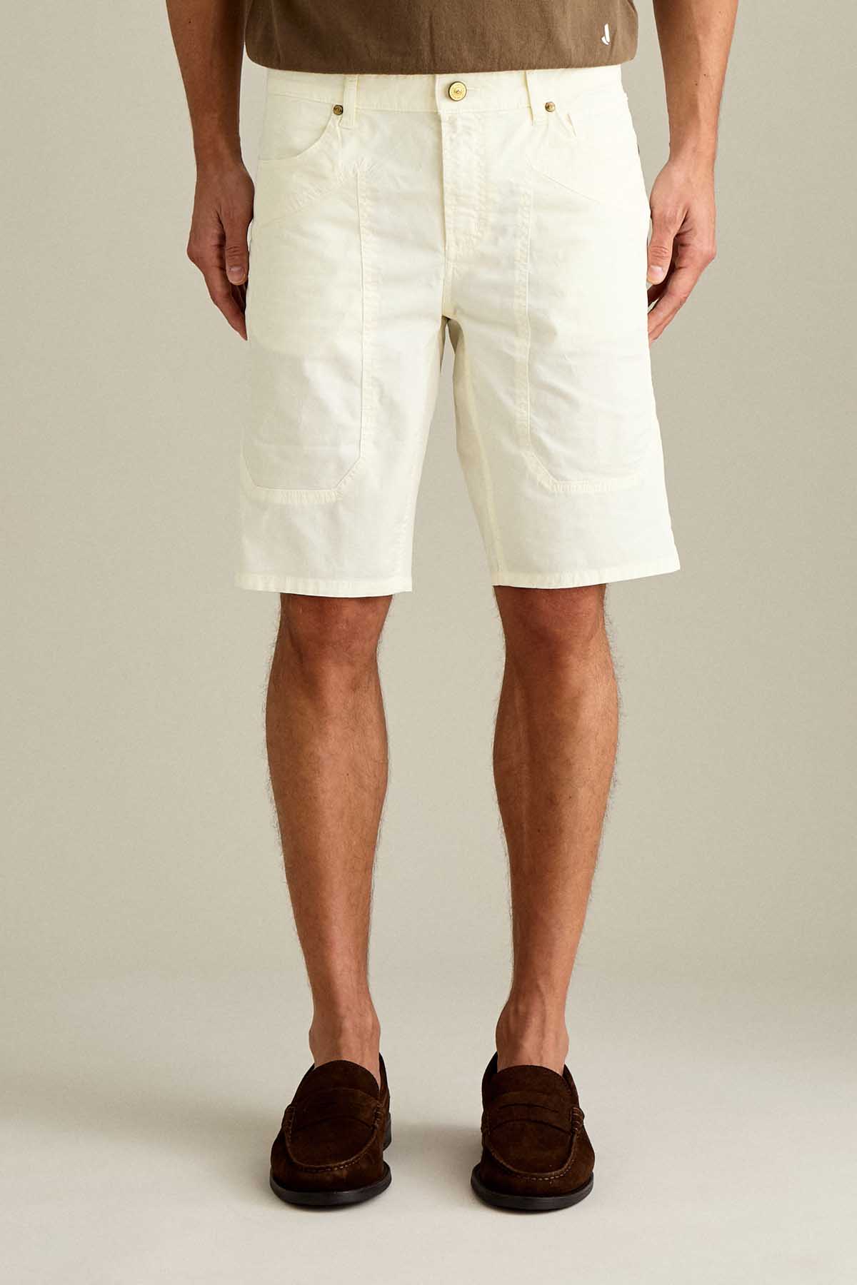 BERMUDA - JAYDEN - TOPPA COTONE SLIM FIT BIANCO NEVE