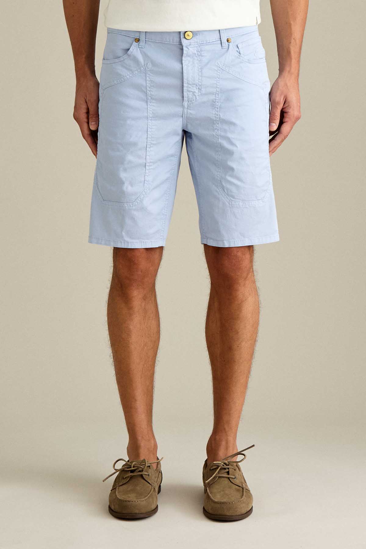 BERMUDA - JAYDEN - TOPPA COTONE SLIM FIT AZZURRO CHIARO