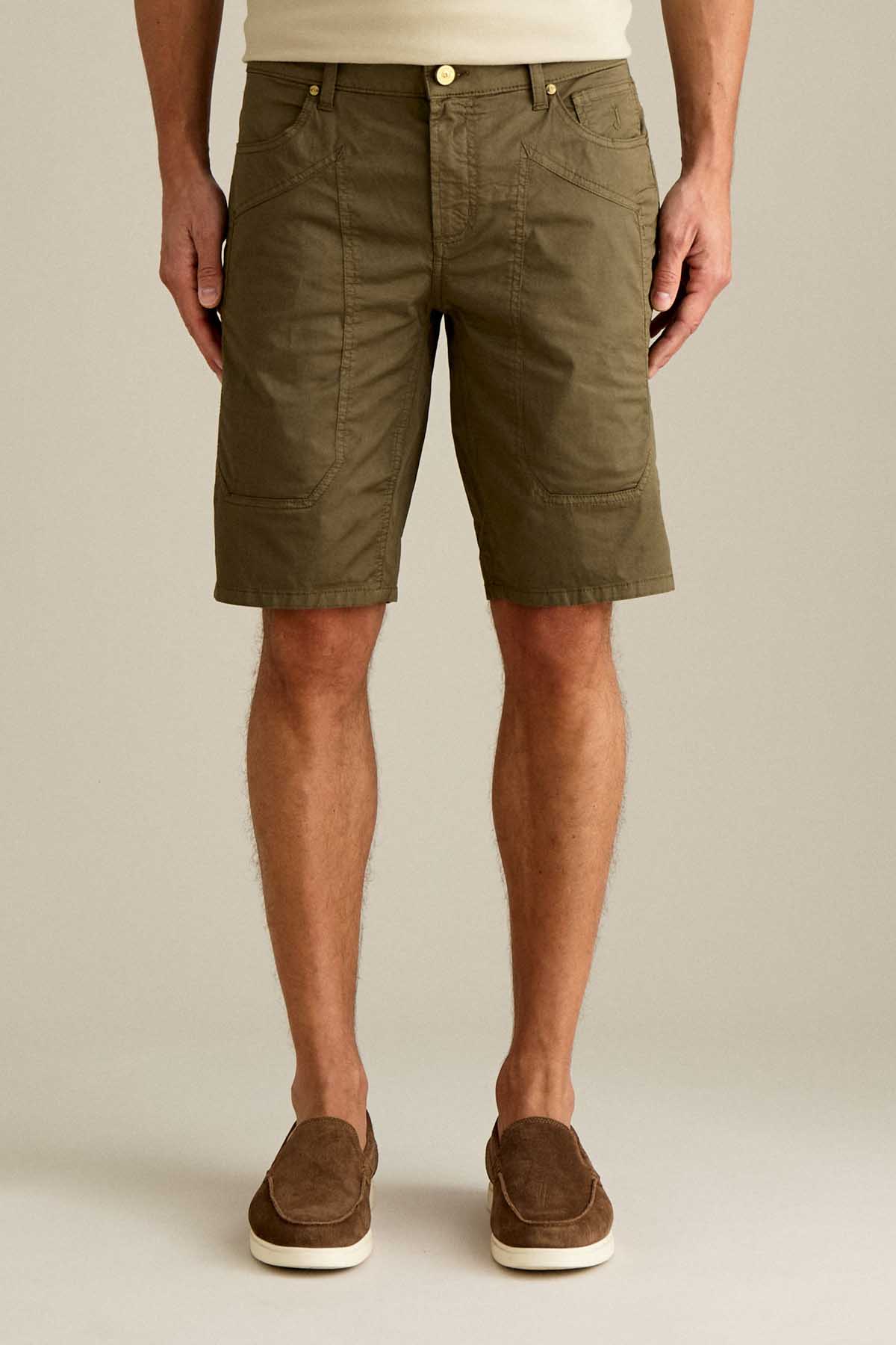 BERMUDA - JAYDEN - TOPPA COTONE SLIM FIT VERDE MILITARE