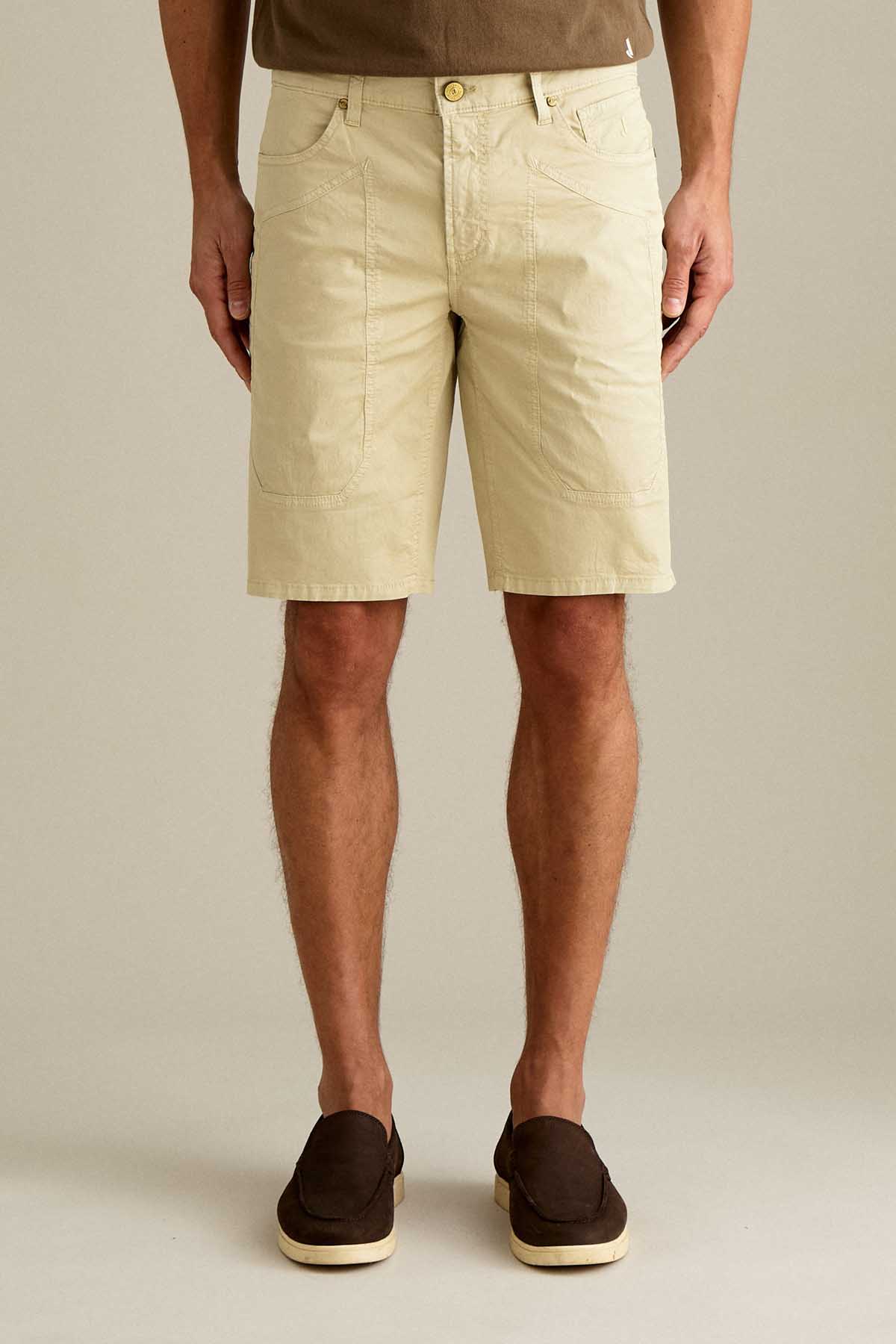 BERMUDA - JAYDEN - TOPPA COTONE SLIM FIT BIEGE CHIARO