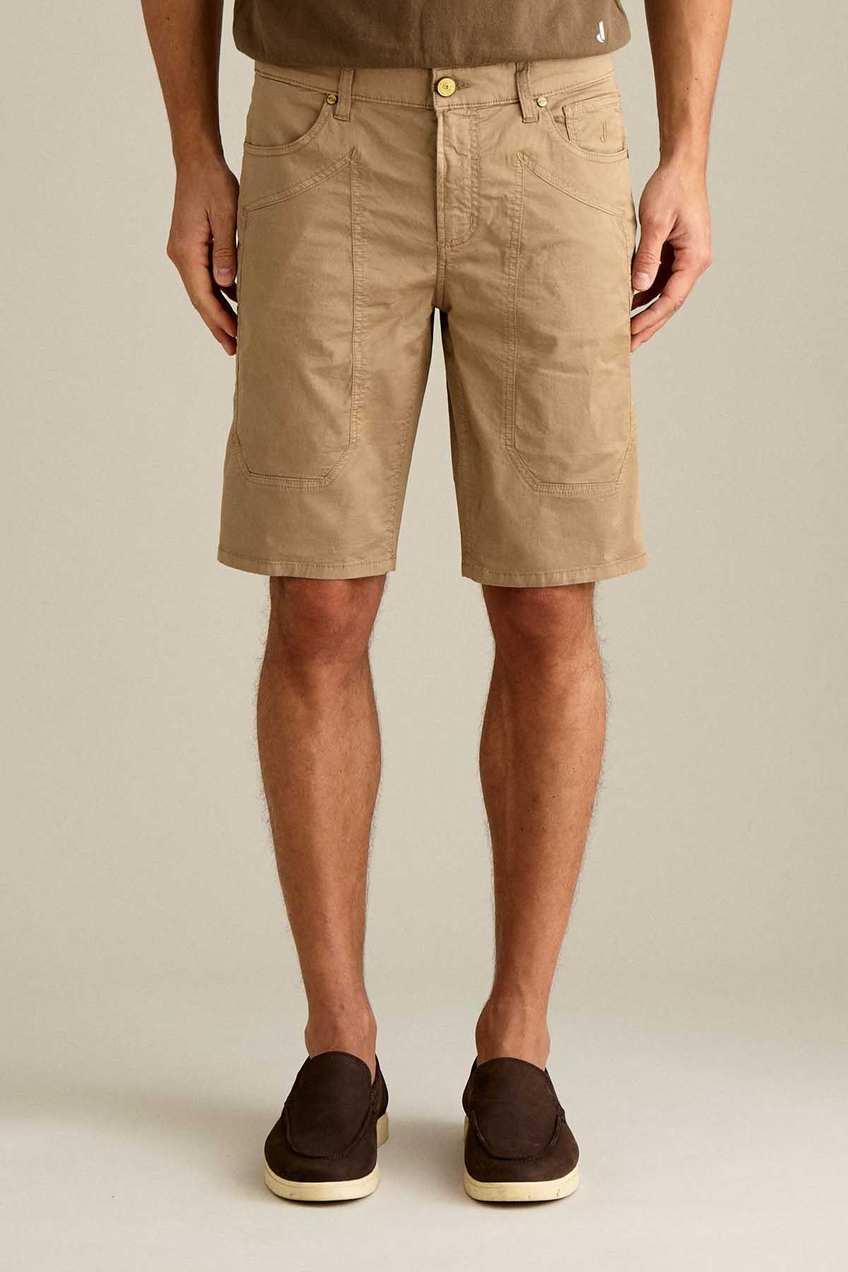 BERMUDA - JAYDEN - TOPPA COTONE SLIM FIT BEIGE CEMENTO