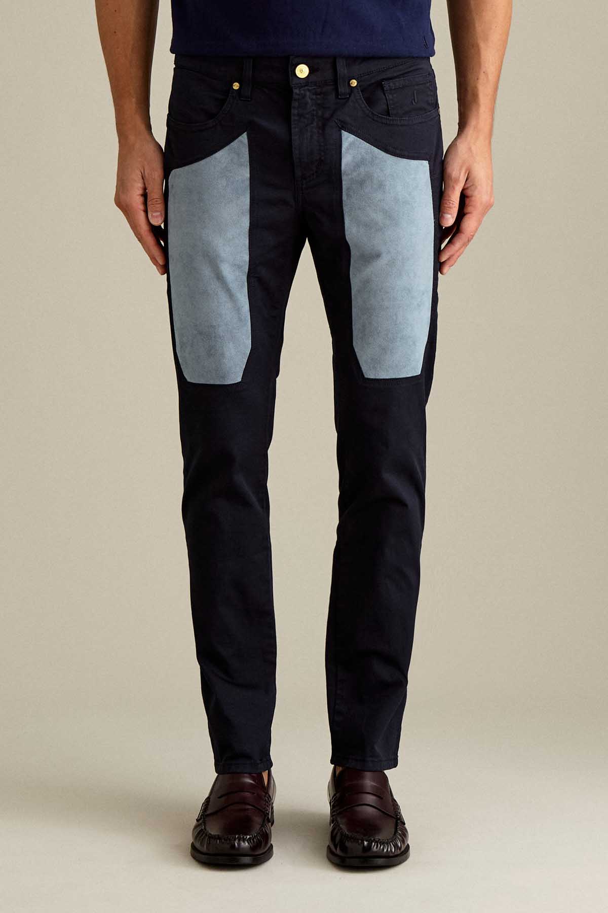PANTALONE - JAMES - TOPPA ALCANTARA® AZZURRA COTONE SKINNY FIT BLU SCURO