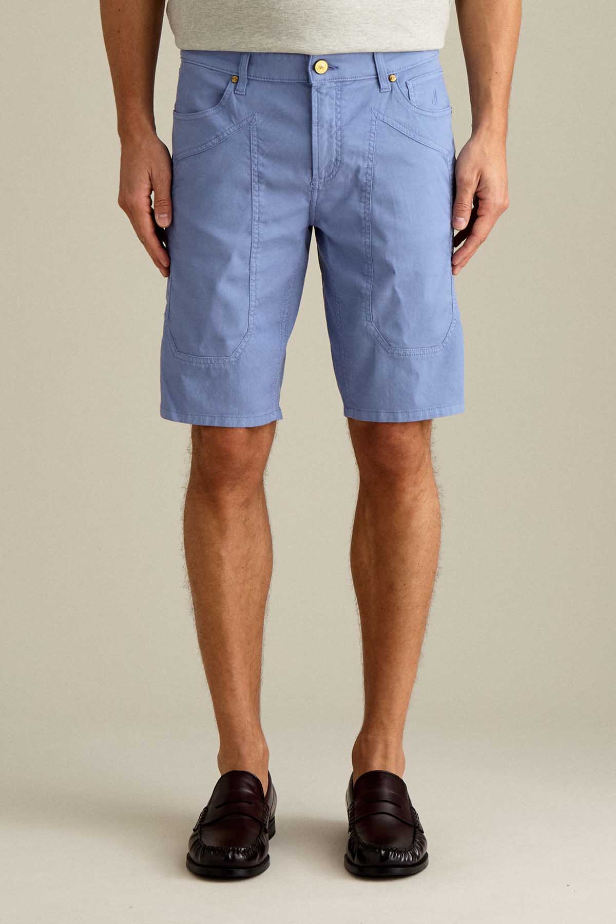 BERMUDA - JAYDEN - TOPPA COTONE SLIM FIT AZZURRO