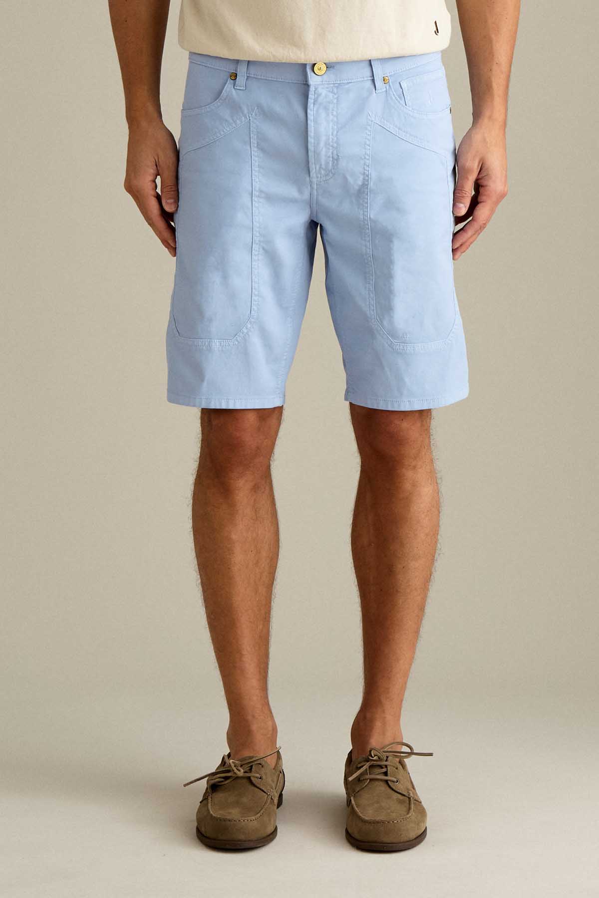 BERMUDA - JAYDEN - TOPPA COTONE SLIM FIT AZZURRO CHIARO