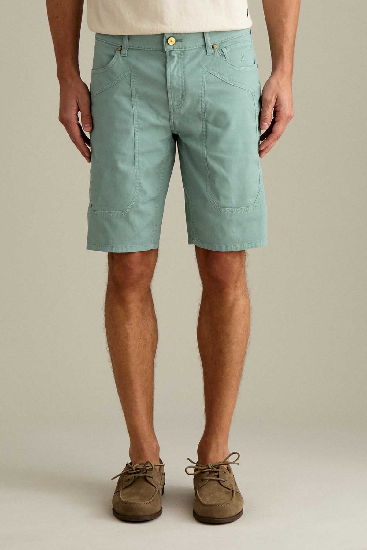 BERMUDA - JAYDEN - TOPPA COTONE SLIM FIT VERDE PASTELLO