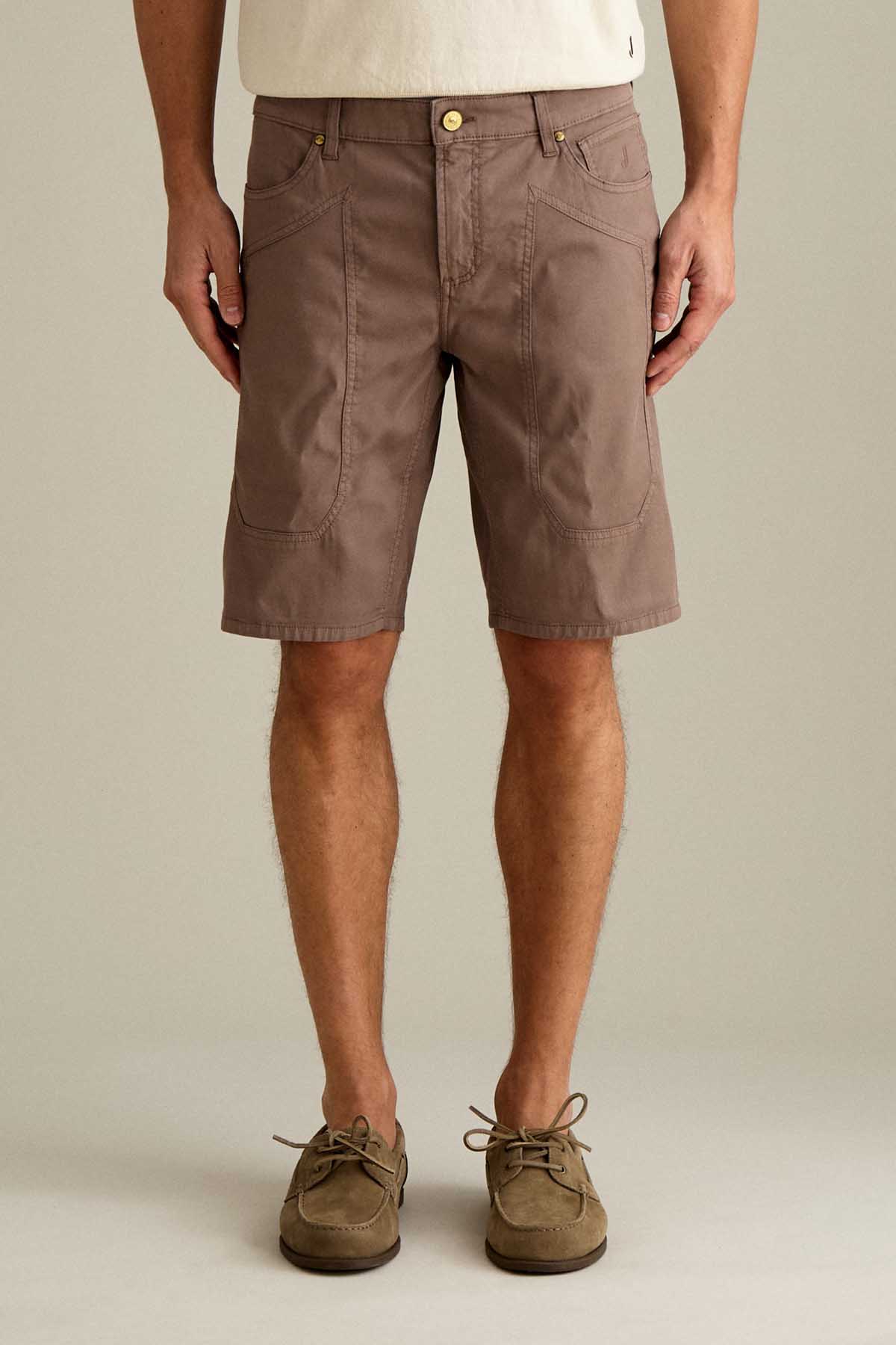 BERMUDA - JAYDEN - TOPPA COTONE SLIM FIT MARRONE CIOCCOLATO