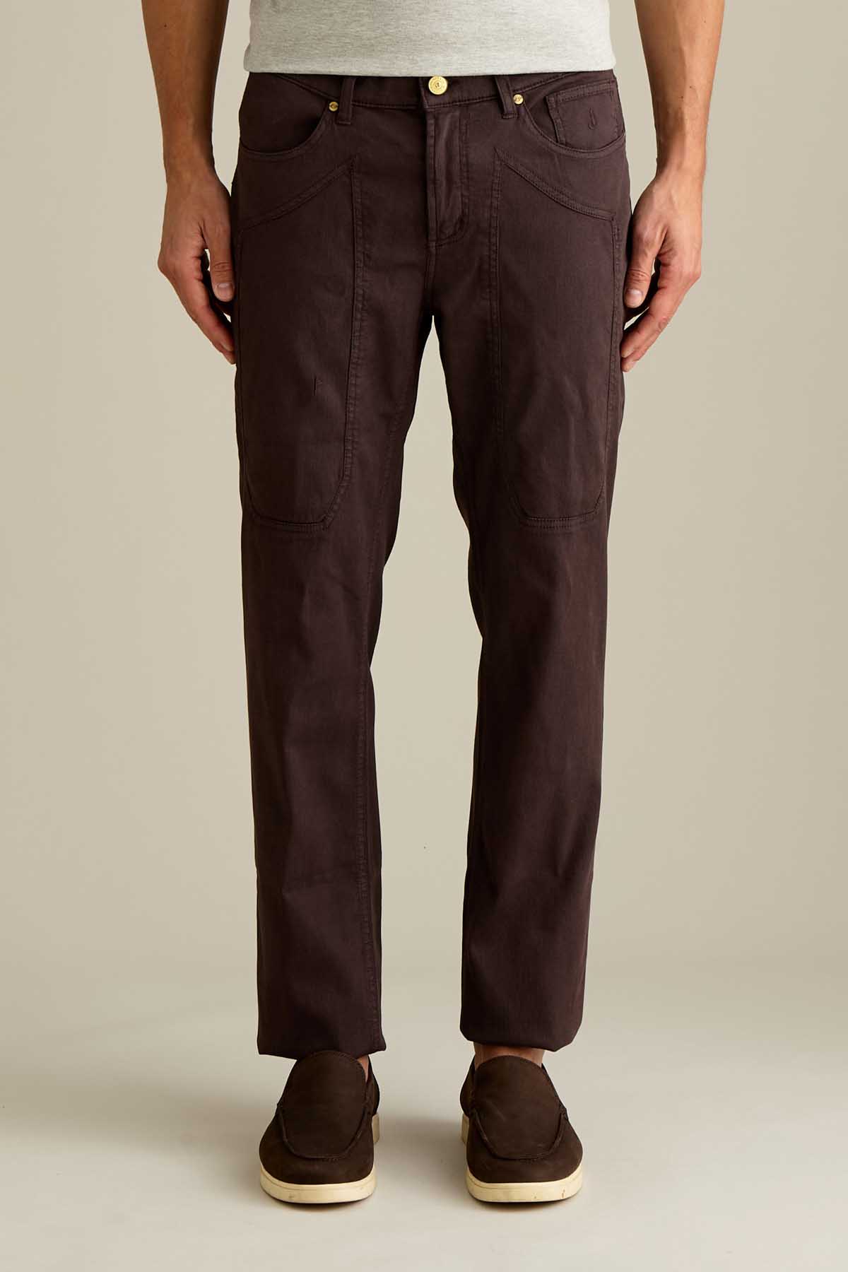 PANTALONE - JOHN - TOPPA COTONE SLIM FIT MARRONE SCURO